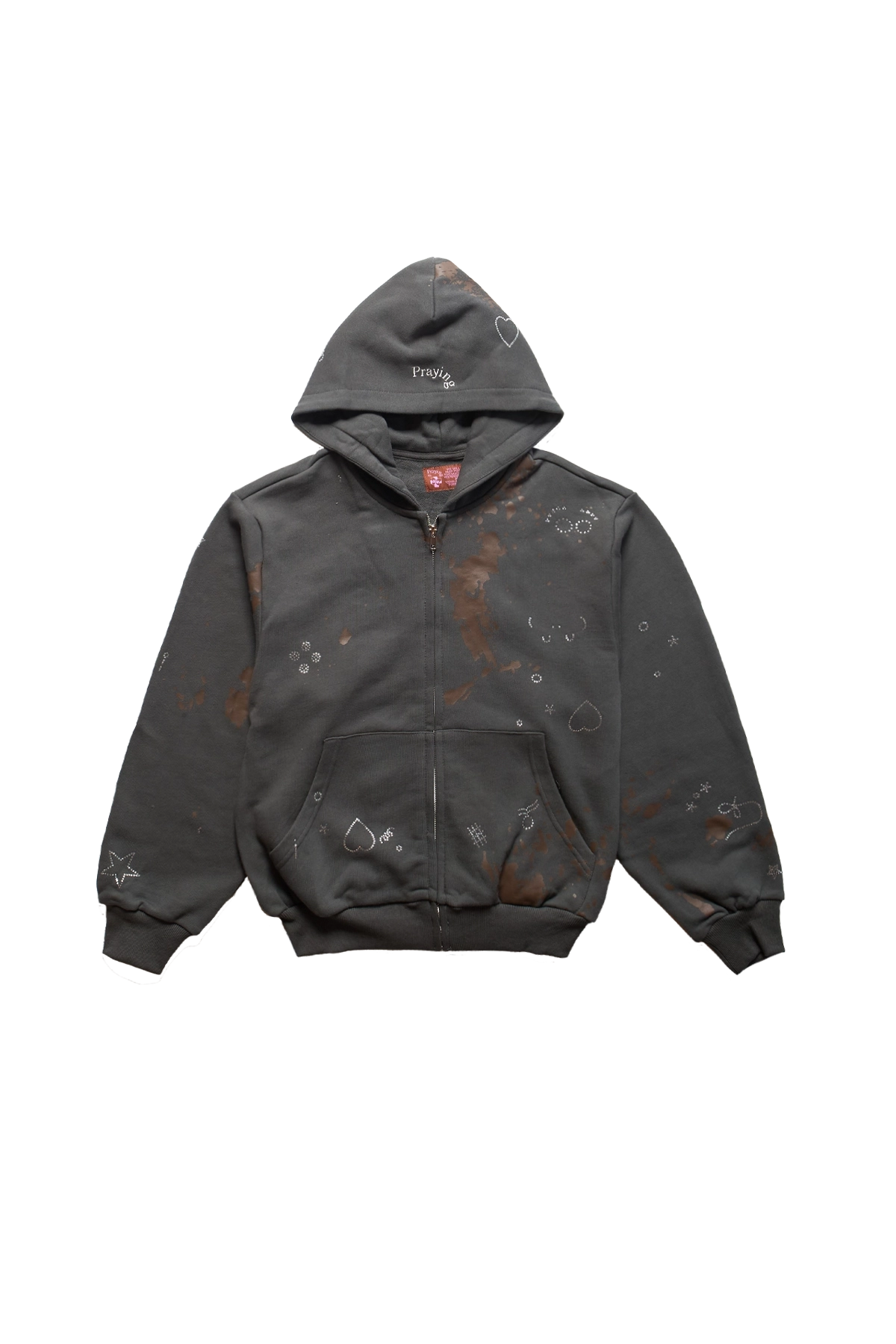 Praying Mud Rhinestone Hoodie Brown 3