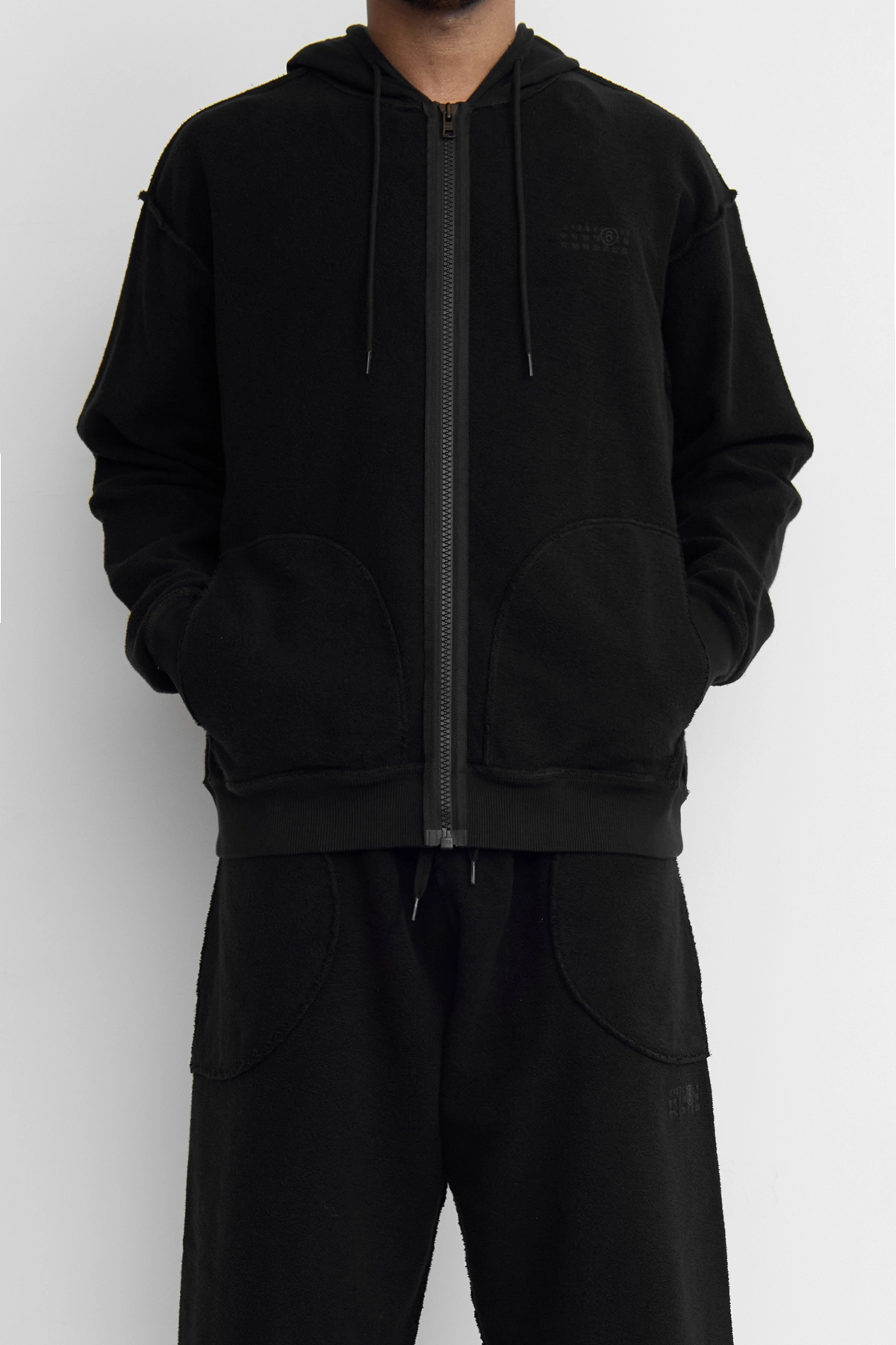 MM6 Reversed Sweat Zip Up Hoodie Black 2025