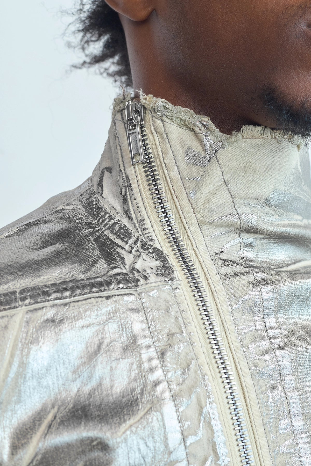 Rick Owens Drkshdw Naska Gary Jacket Palladium Collar Detail