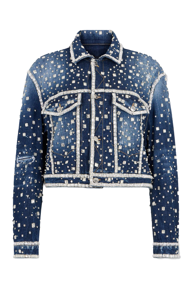 Dsquared2 Discoball Boxy Jean Jacket Navy Blue