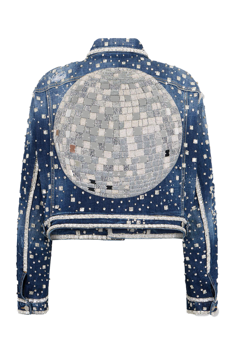 Dsquared2 Discoball Boxy Jean Jacket Navy Blue