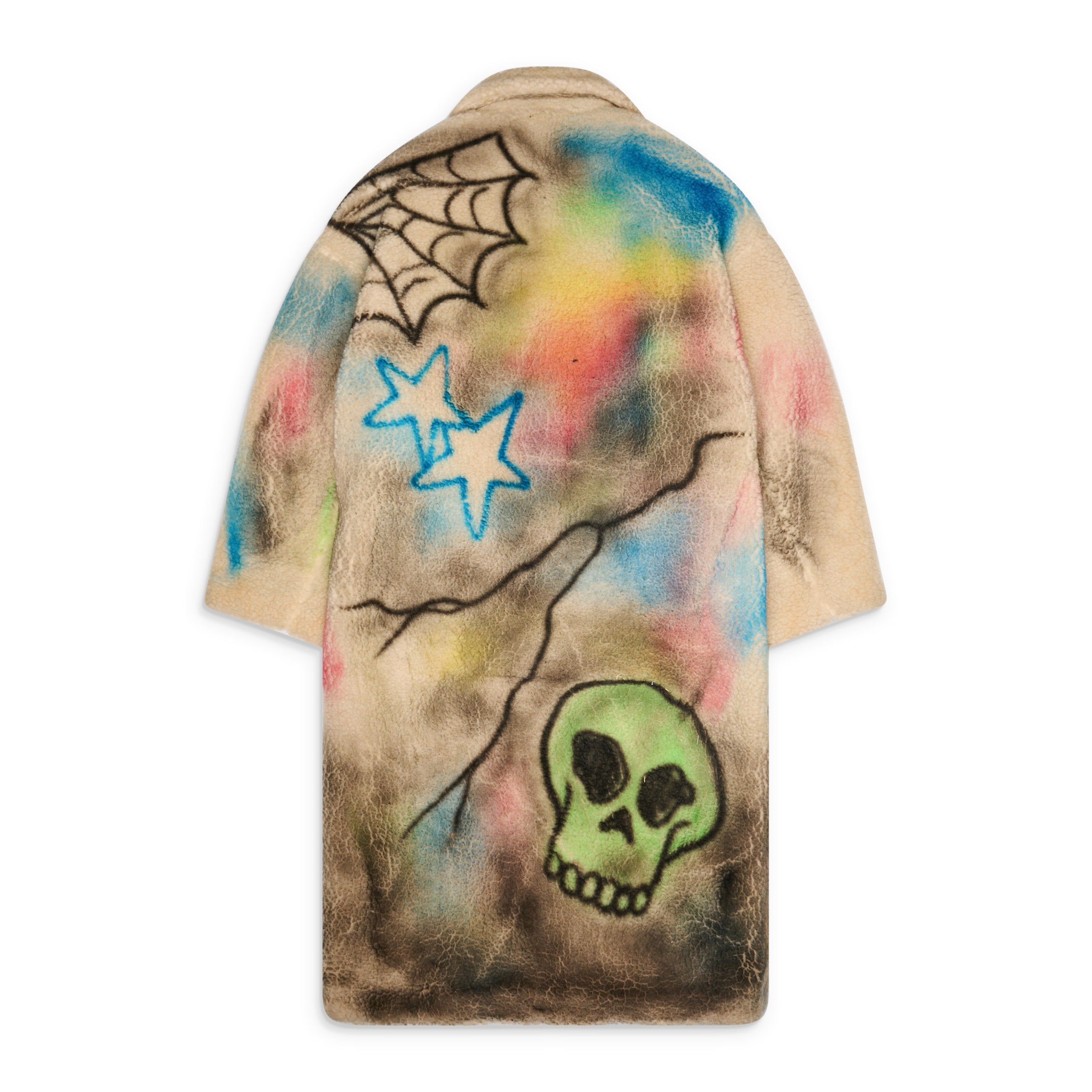 Satoshi Nakamoto Airbrushed Sherpa Trenchcoat Multi