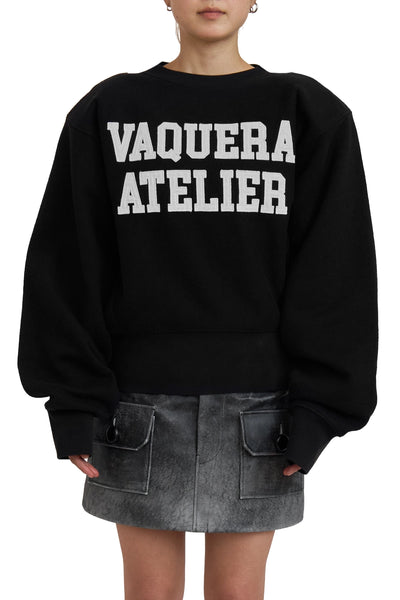 Vaquera Logo Sweatshirt With Shoulder Pads Black – ESSXNYC