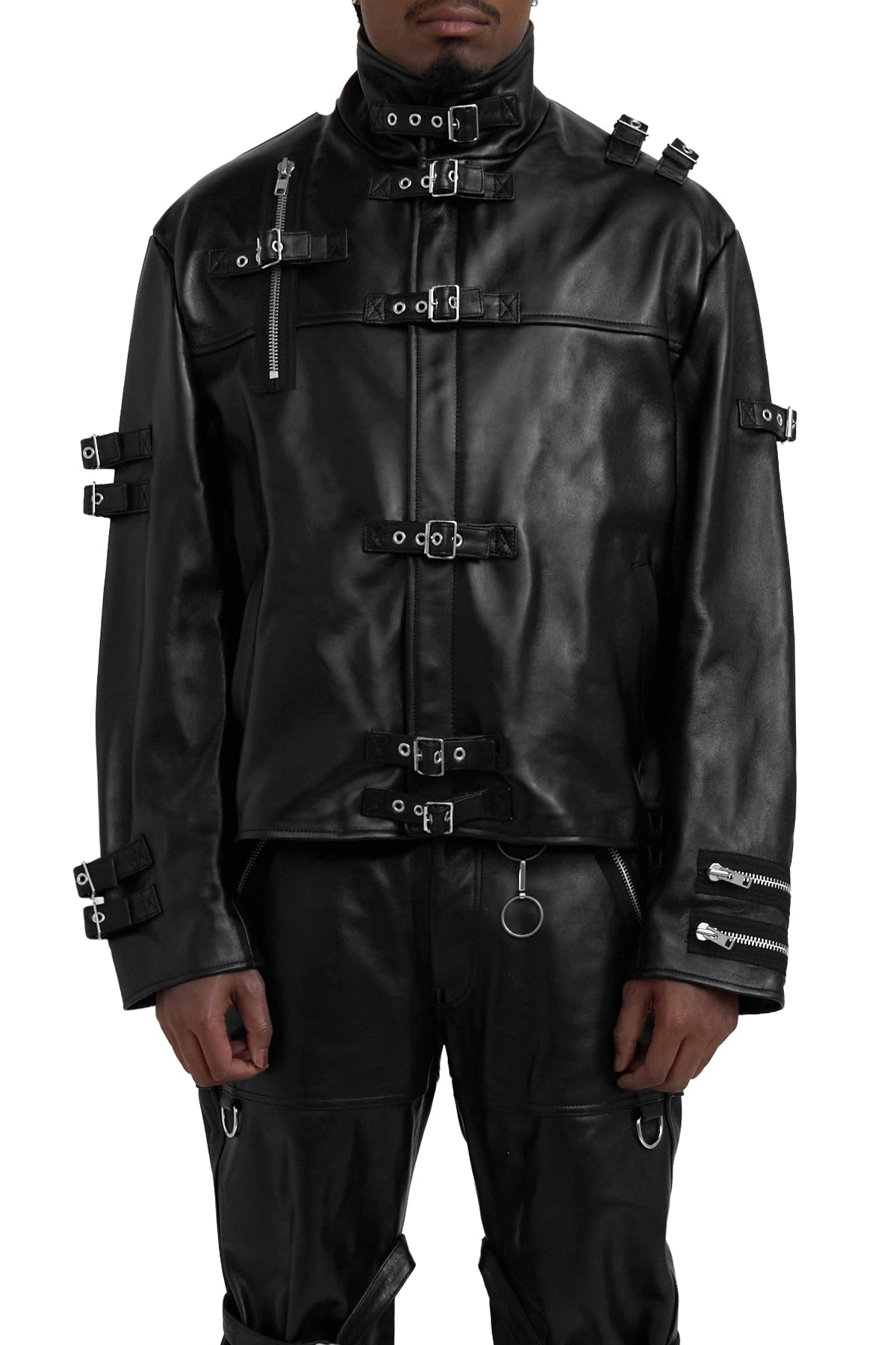 Doublet Buckle Overload Leather Jacket Black