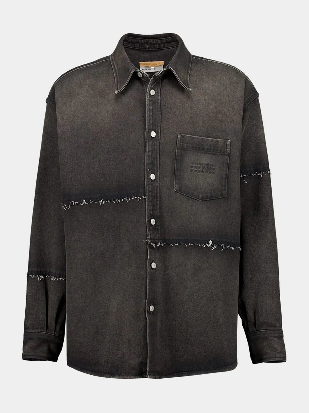 MM6 Maison Margiela Faded Denim Logo Shirt With Exposed Seams Grey