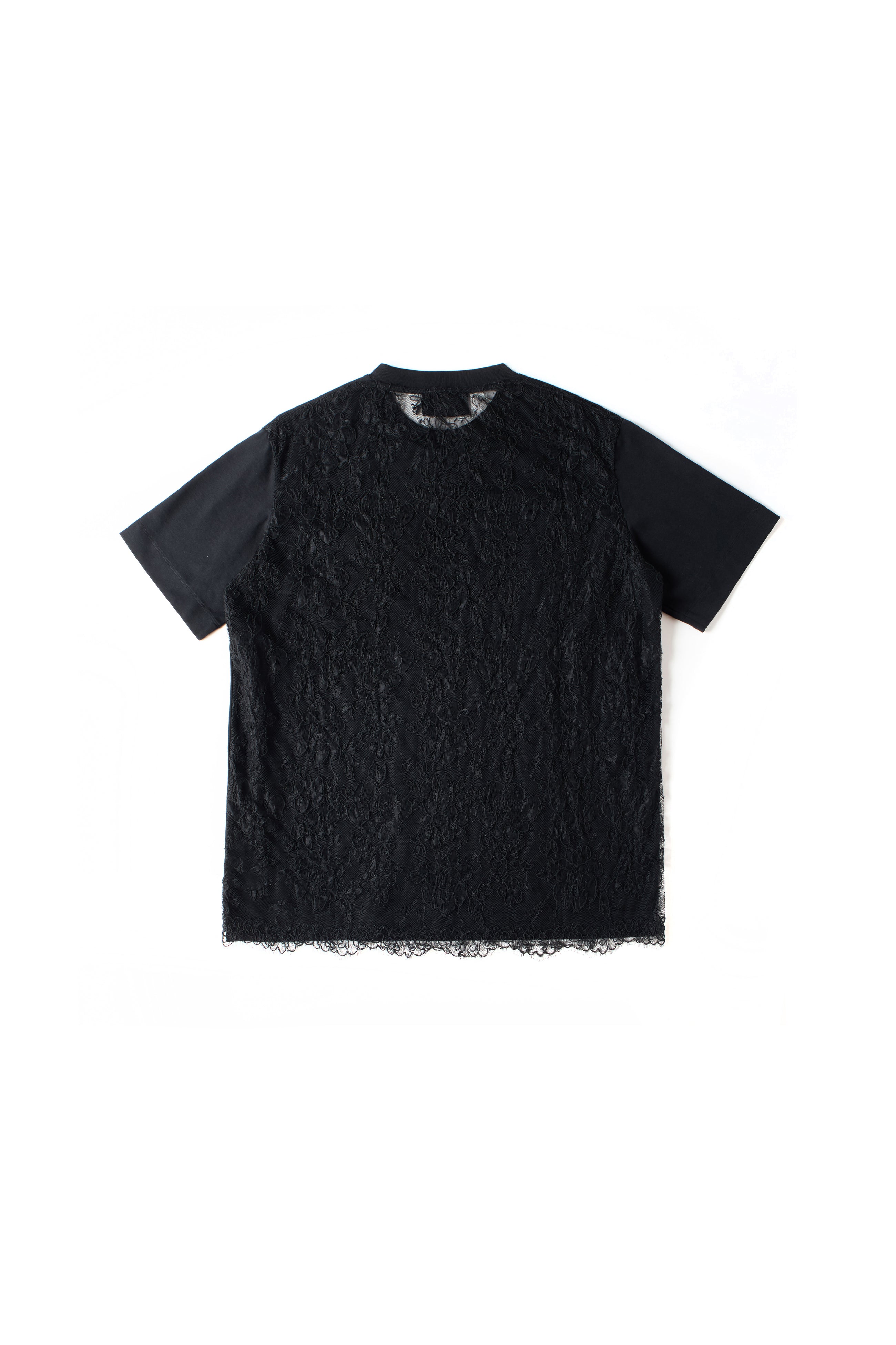 Simone Rocha Boxy T-Shirt W/ Sheer Lace Back Panel Black 11718