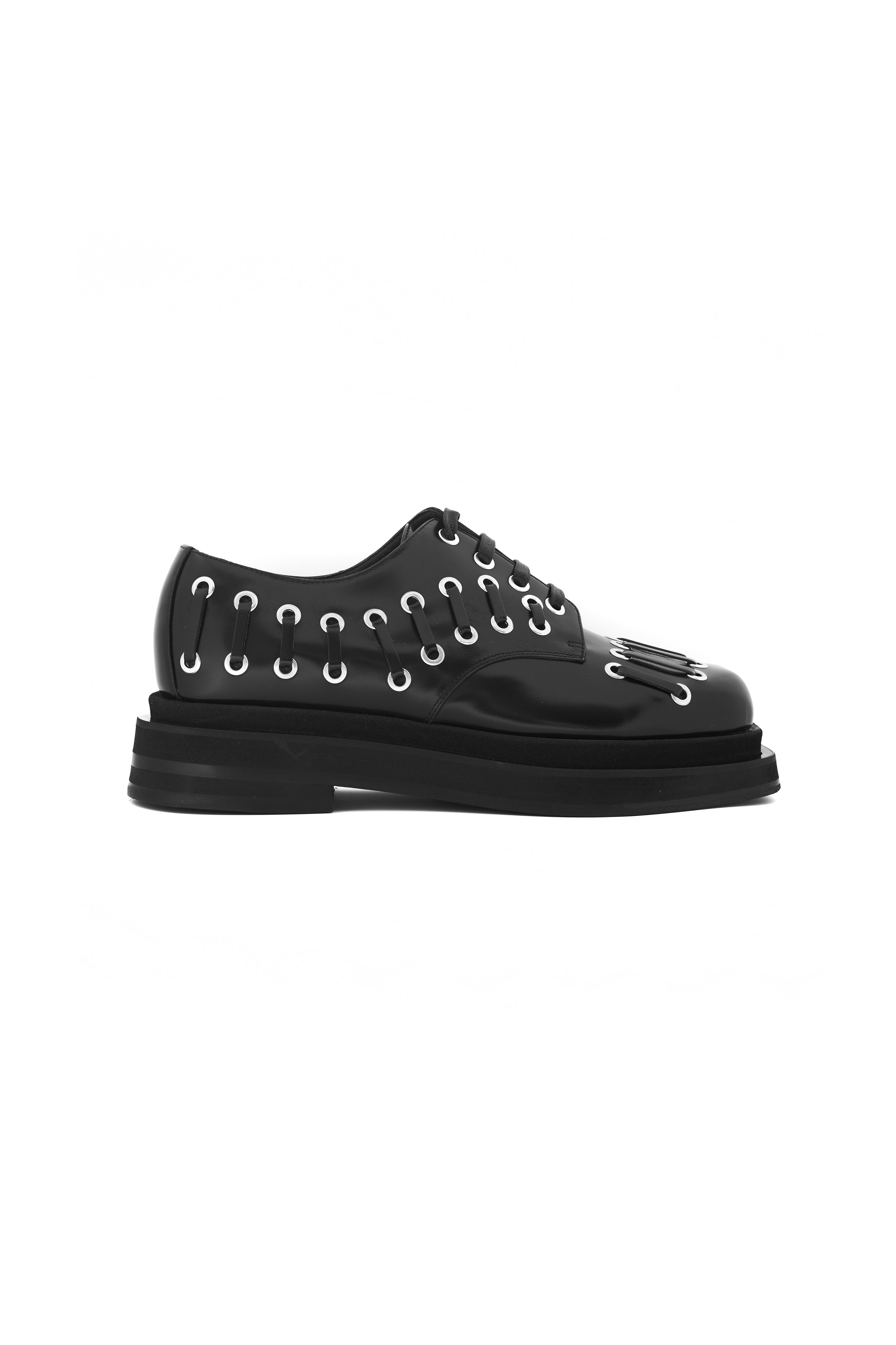 Simone Rocha Heart Toe Platform Lace Up Grommet Brogue Black 11777