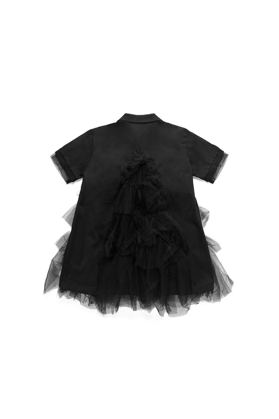 SIMONE ROCHA TULLE FRILL POLO SHIRT IN BLACK