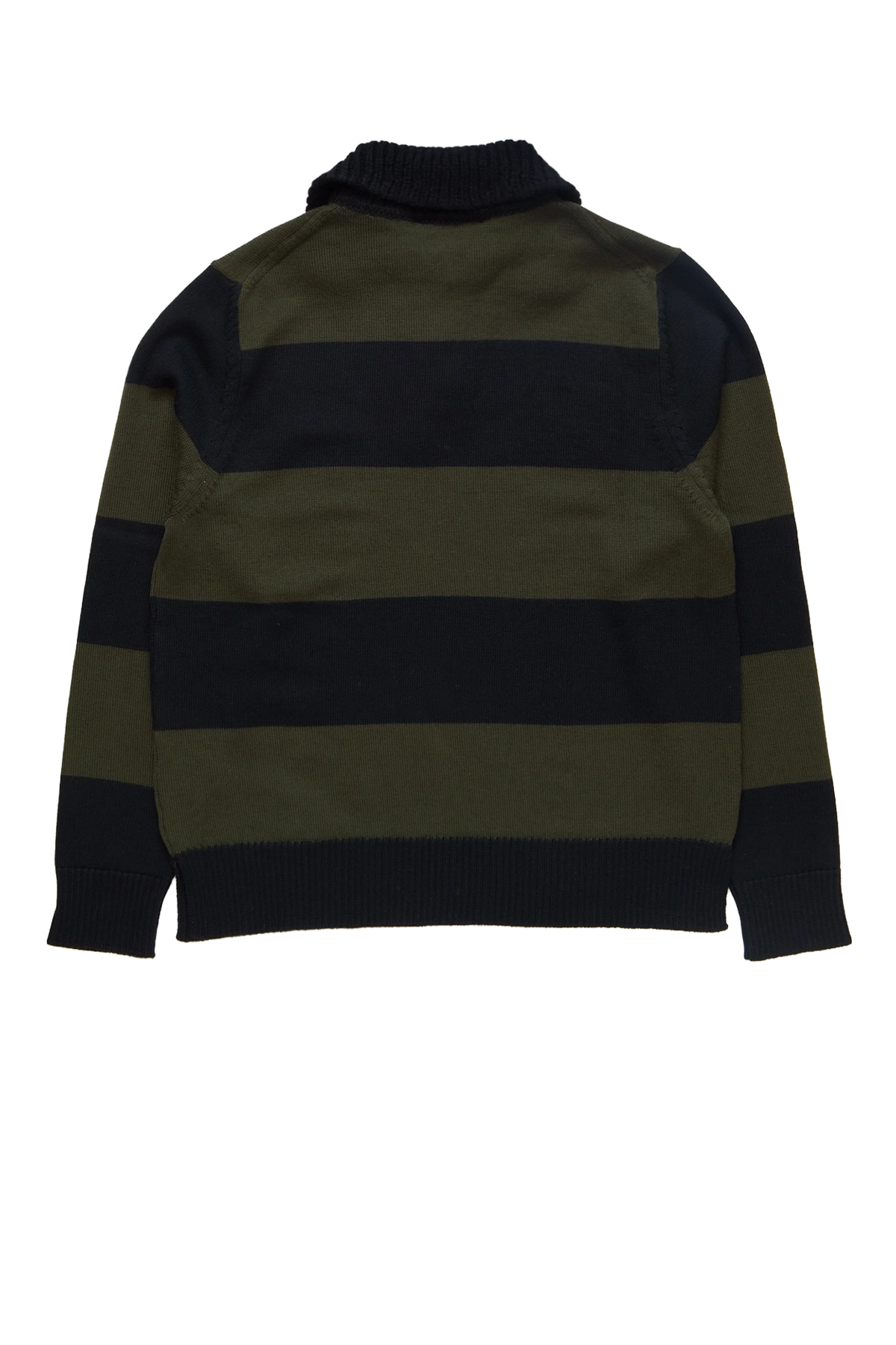 Simone Rocha Fuzzy Collar Striped Rugby Knit Jumper W/ Emb Khaki