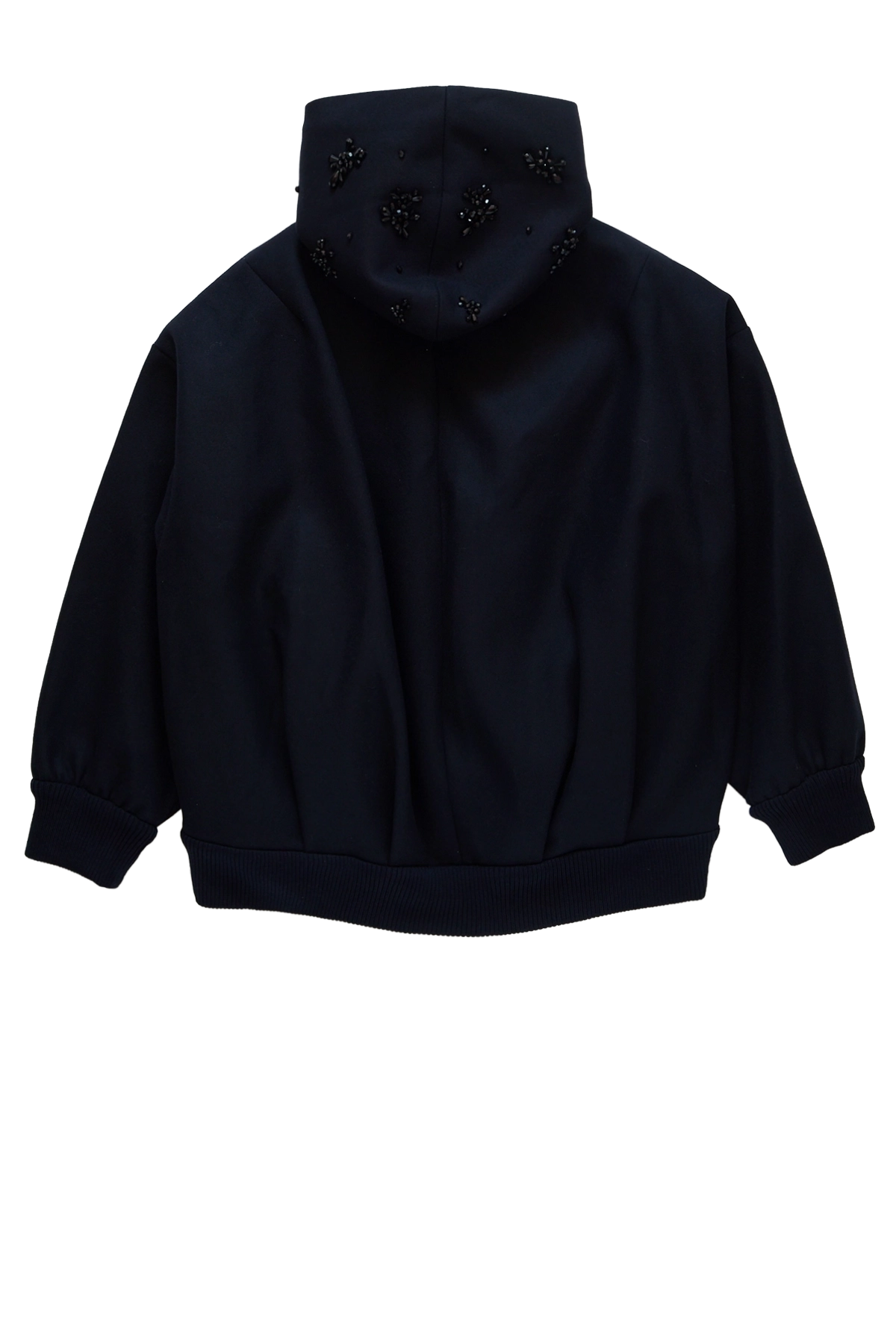 Simone Rocha Hooded Zip-Up Bomber Jacket W/ Hood Emb Navy