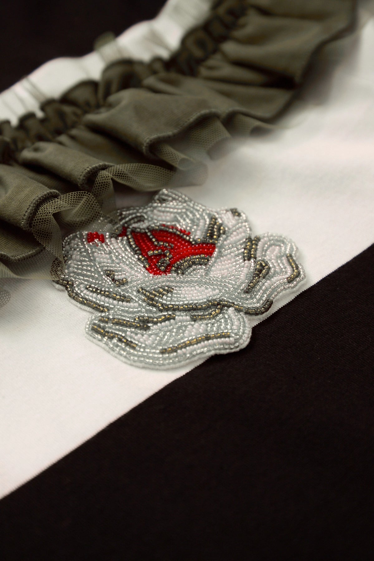 Simone Rocha Ruffle Rugby Shirt W/ Turbo Emb Black Multi