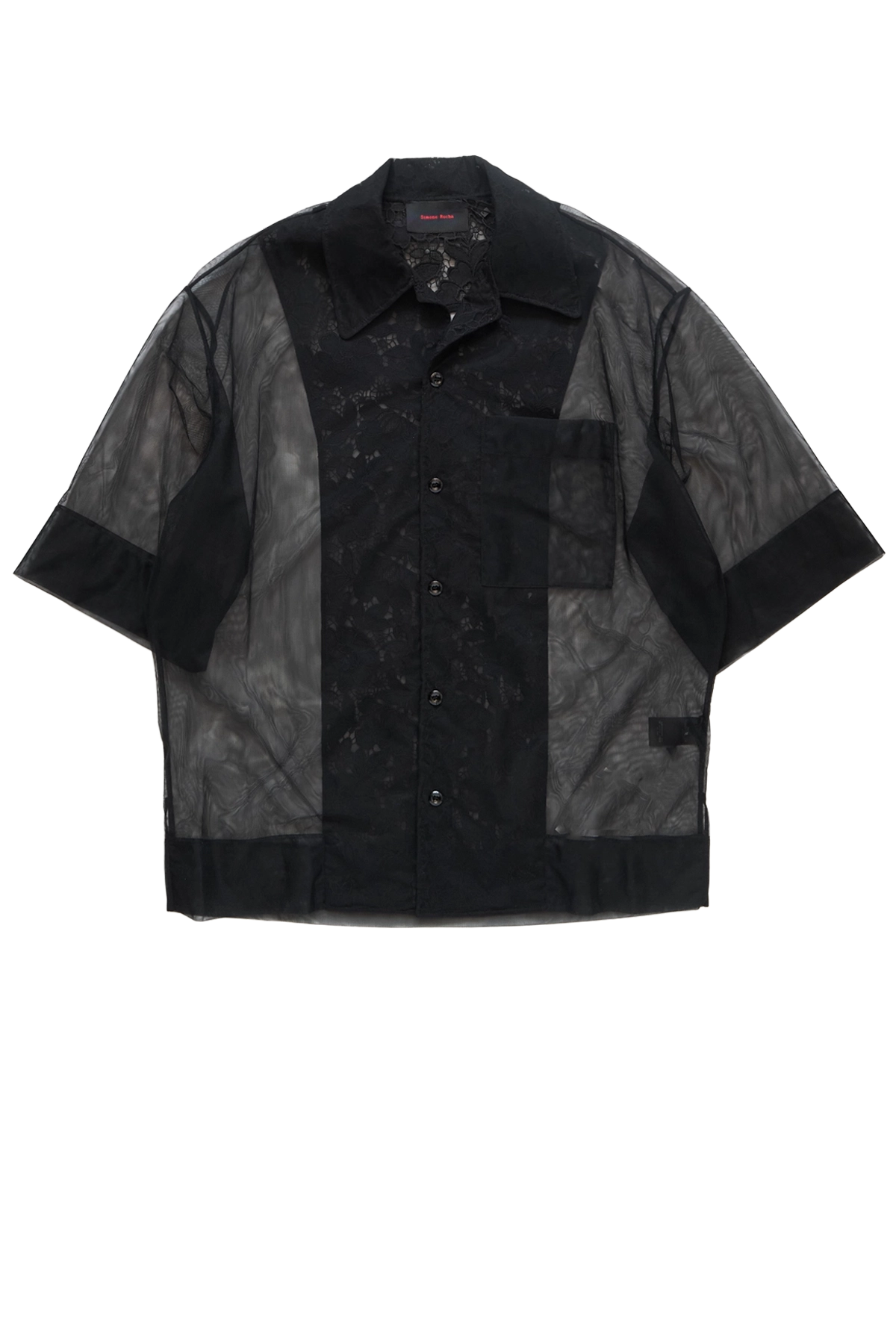 Simone Rocha Trapped Lace Patchwork Boxy Shirt Black