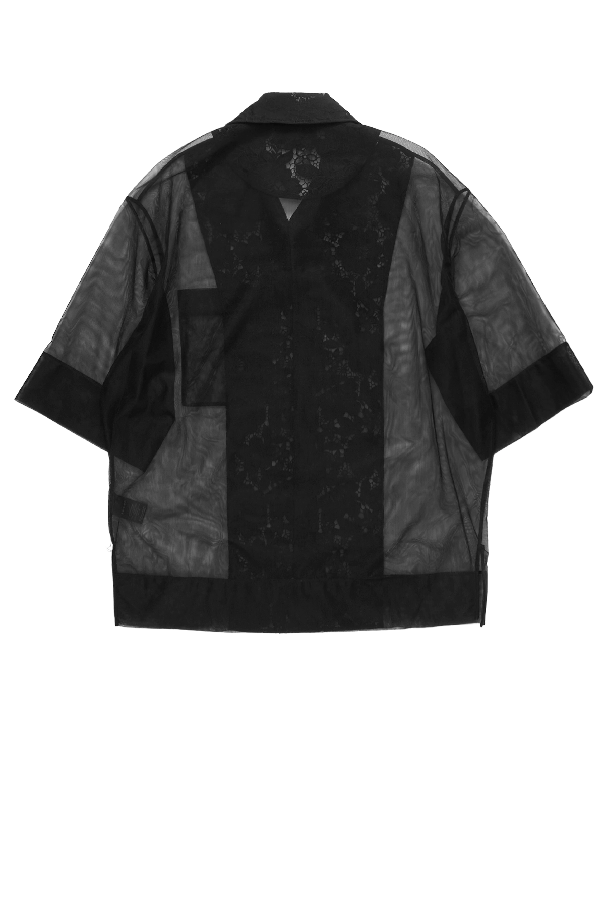 Simone Rocha Trapped Lace Patchwork Boxy Shirt Black