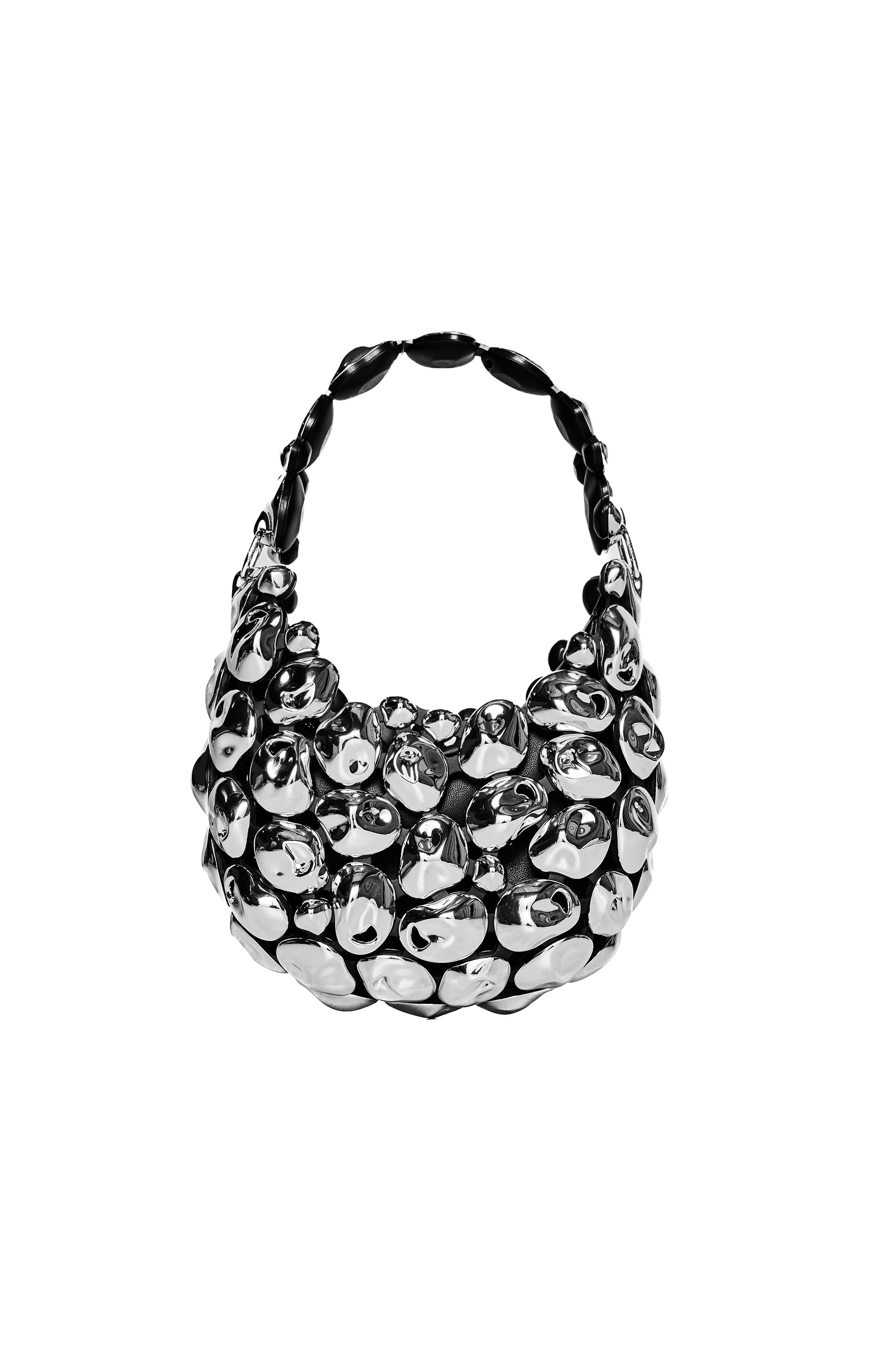 Stone Cloud Bag In Chrome And Black