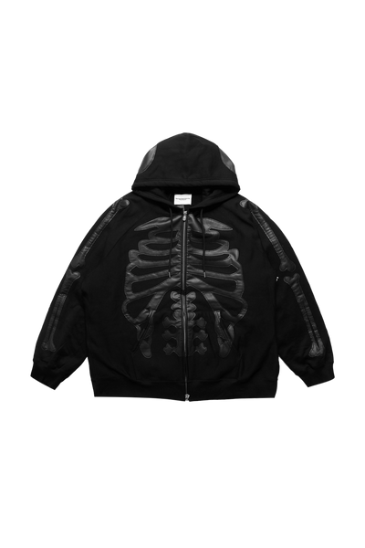 Takahiromiyashita TheSoloist Full Zip Hoodie Black x Black Bone Takahiromiyashita TheSoloist Full Zip Hoodie Black x Black Bone