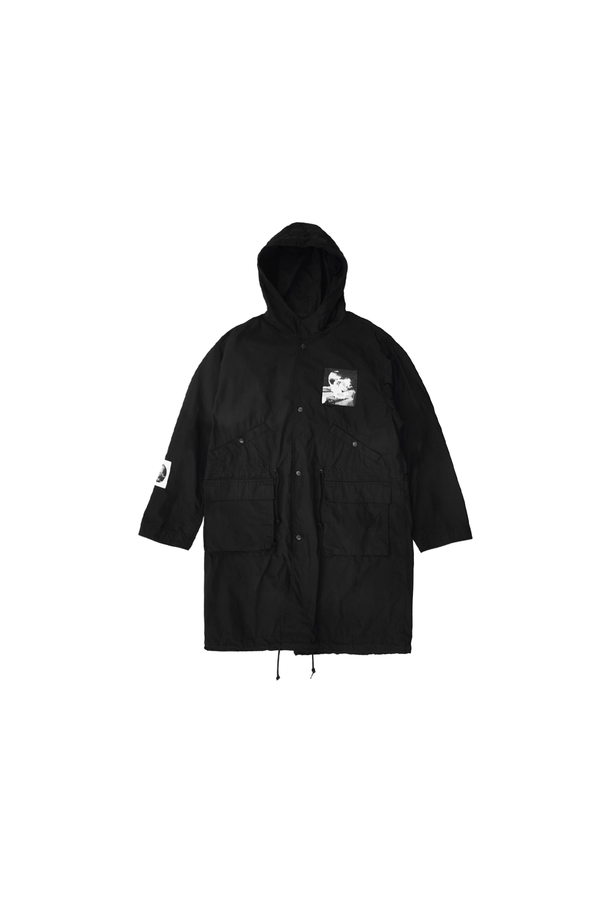 Undercover Hooded Parka With Patches Black