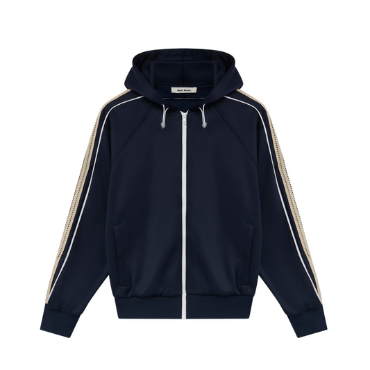 Wales Bonner Mantra Zip-Up Hoodie Navy 8058