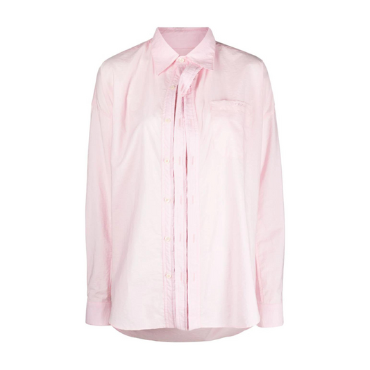 Y/PROJECT HOOK AND EYE PINSTRIPE LONG SLEEVE SHIRT PINK