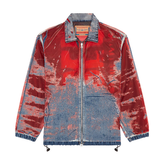 DIESEL MIXED FABRIC  ZIP UP JACKET RED