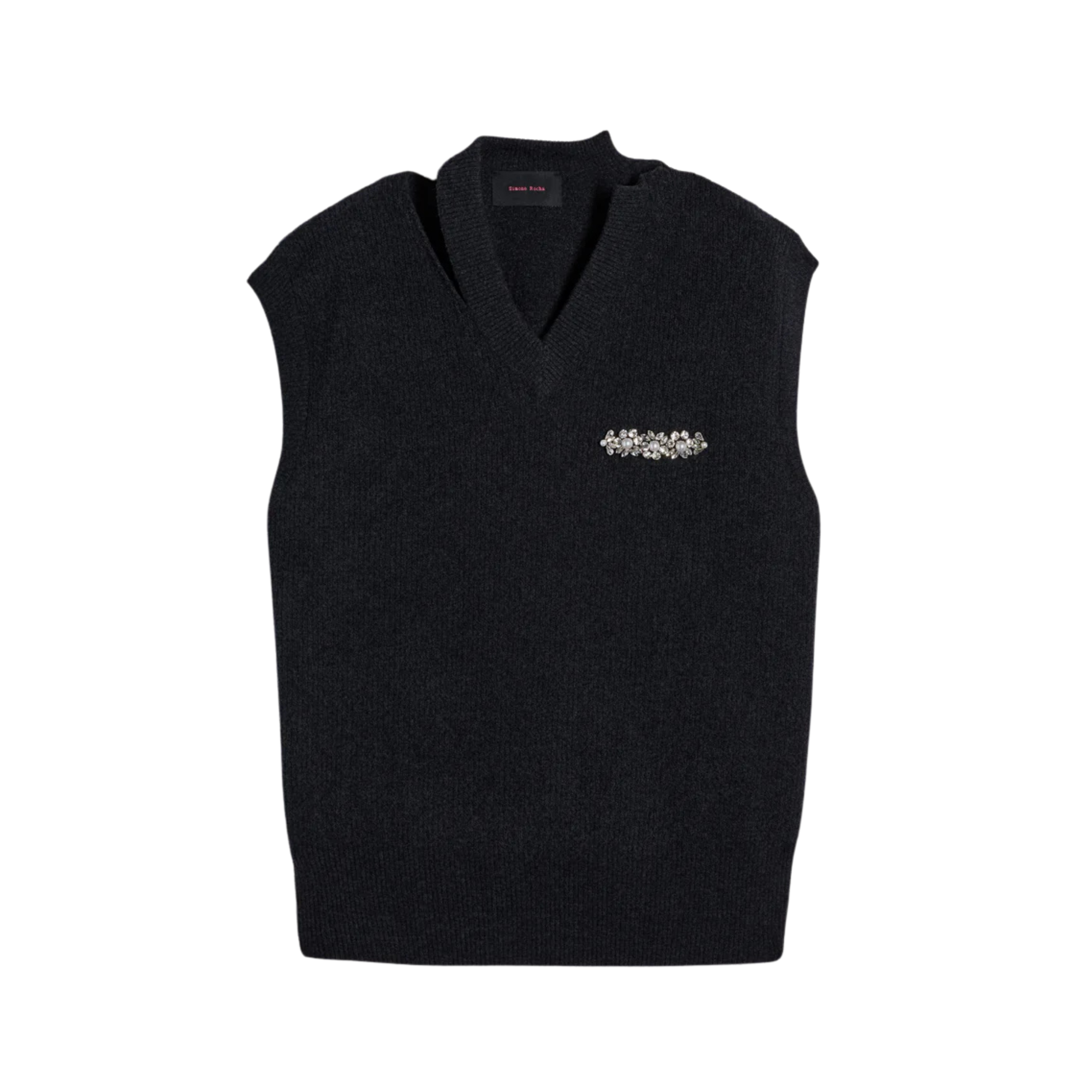 Simone Rocha Merino Seam Bite Vest W/ Emb Grey