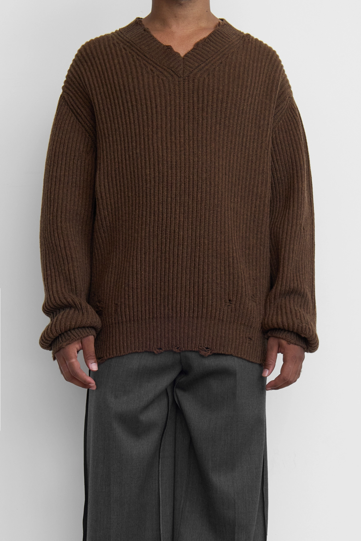 MM6 V-Neck Sweater Brown Melange