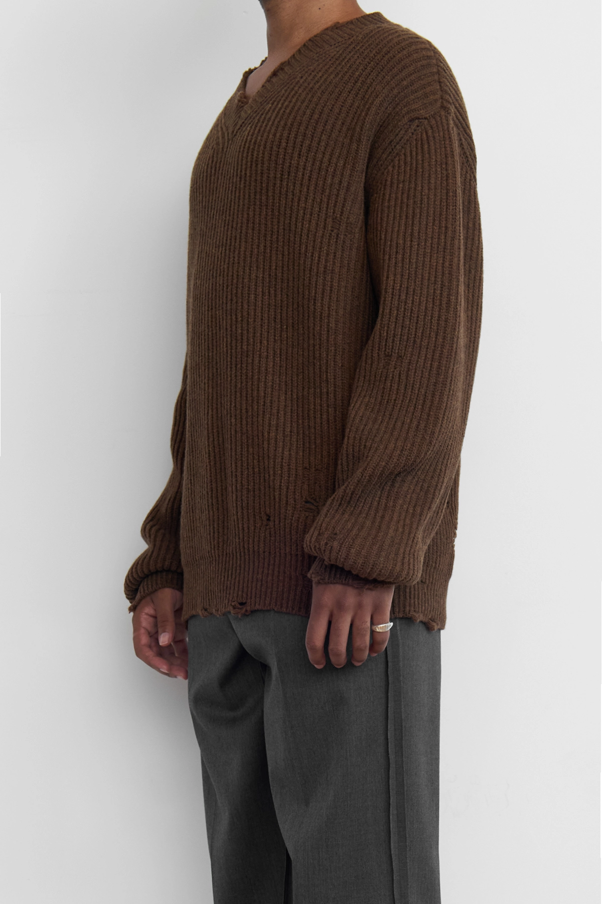 MM6 V-Neck Sweater Brown Melange