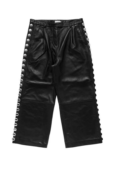 パンツ Studded layered slacks Vaquera Studded Leather Trousers Black – ESSXNYC