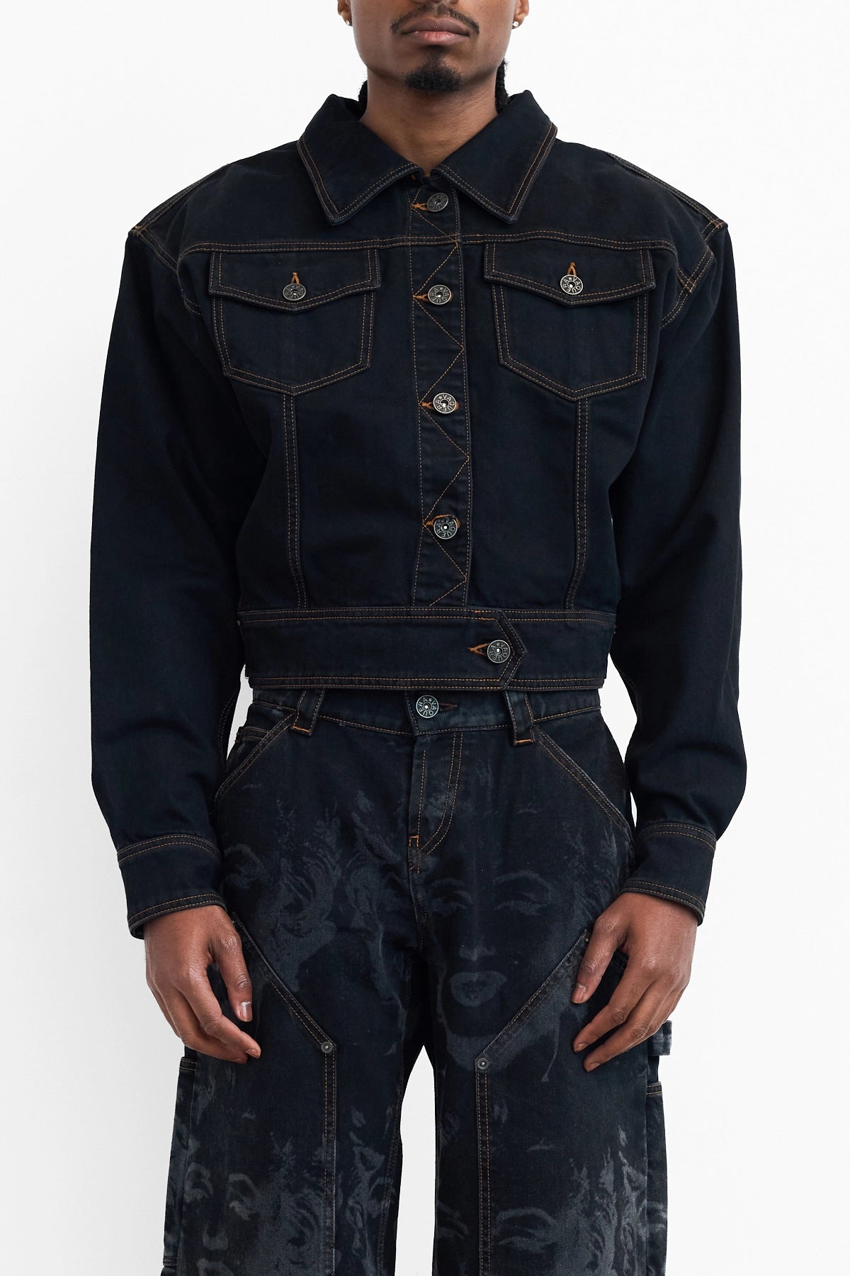  Vaquera Cropped Denim Jacket Black 3