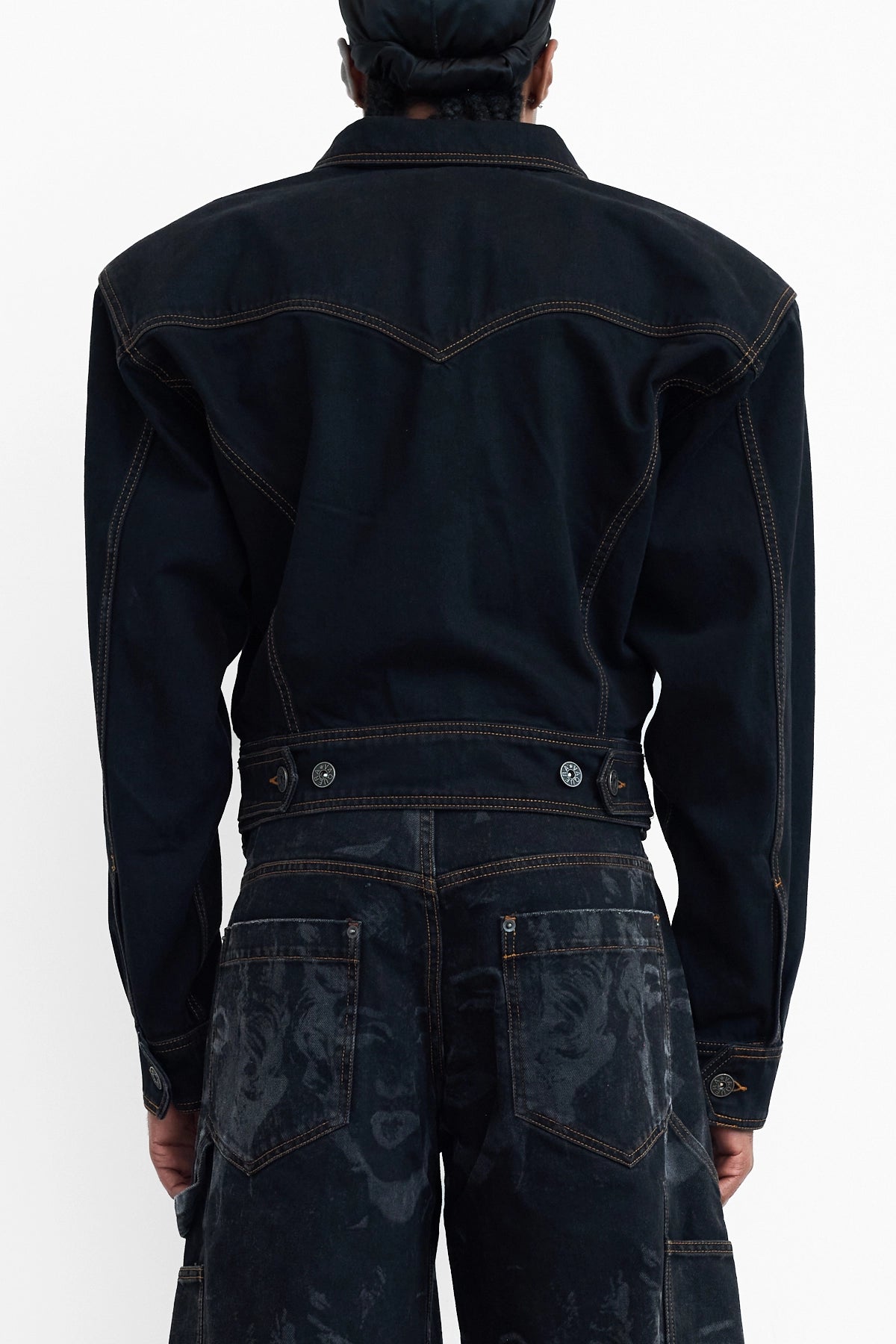 Vaquera Cropped Denim Jacket Black 4