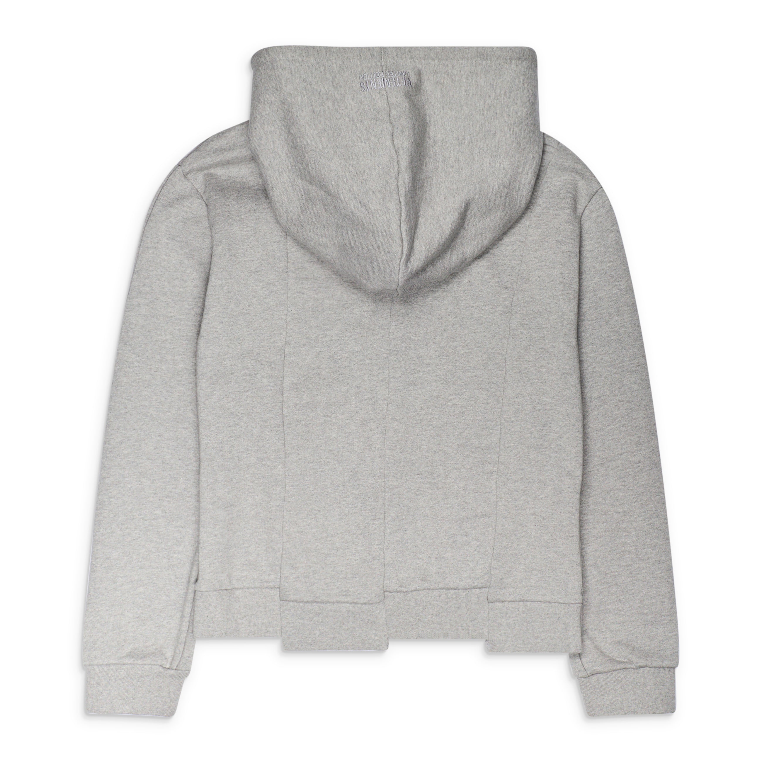 VETEMENTS Cut-Up Logo Fitted Hoodie Grey