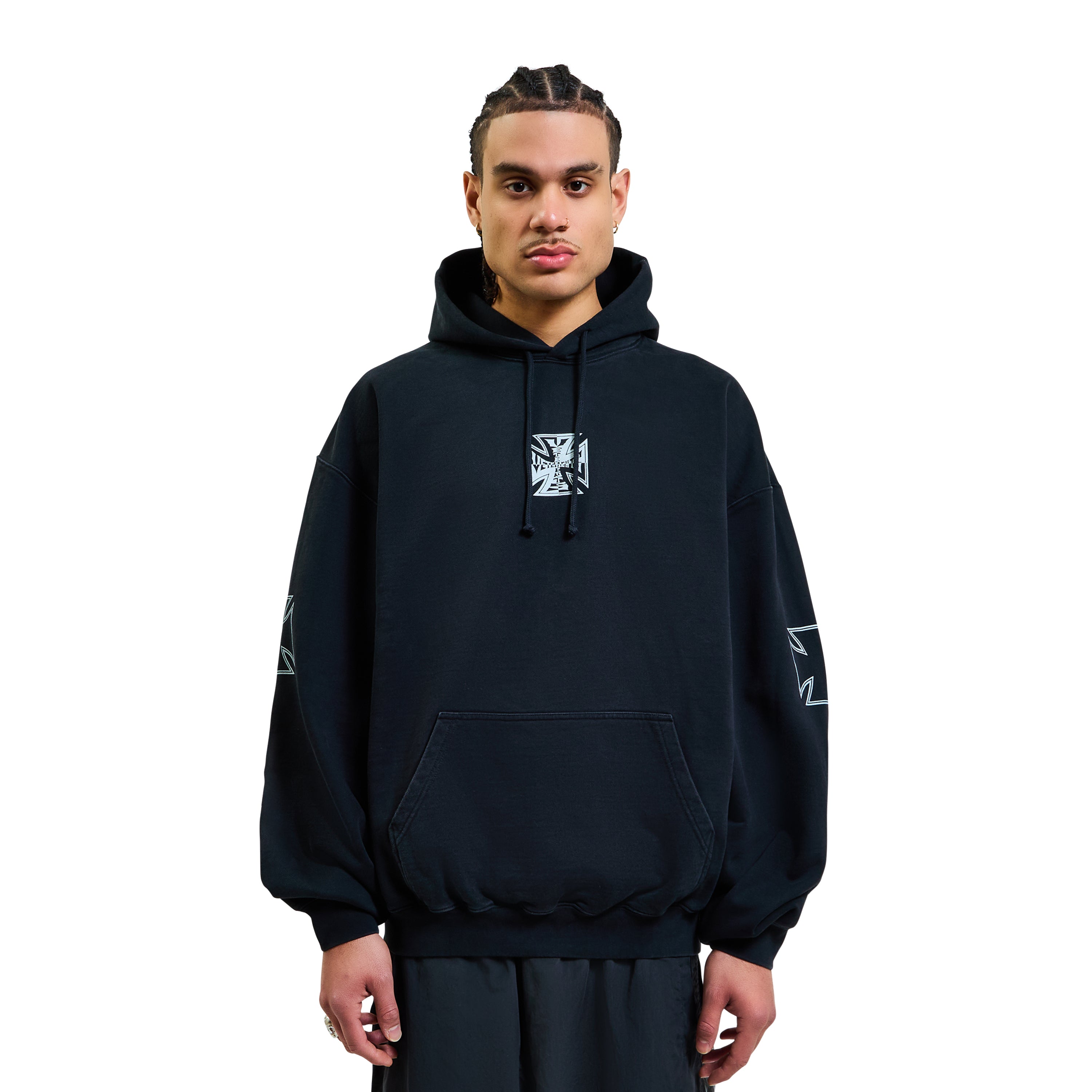 Vetements Triple Biker Cross Logo Hoodie Black – ESSXNYC