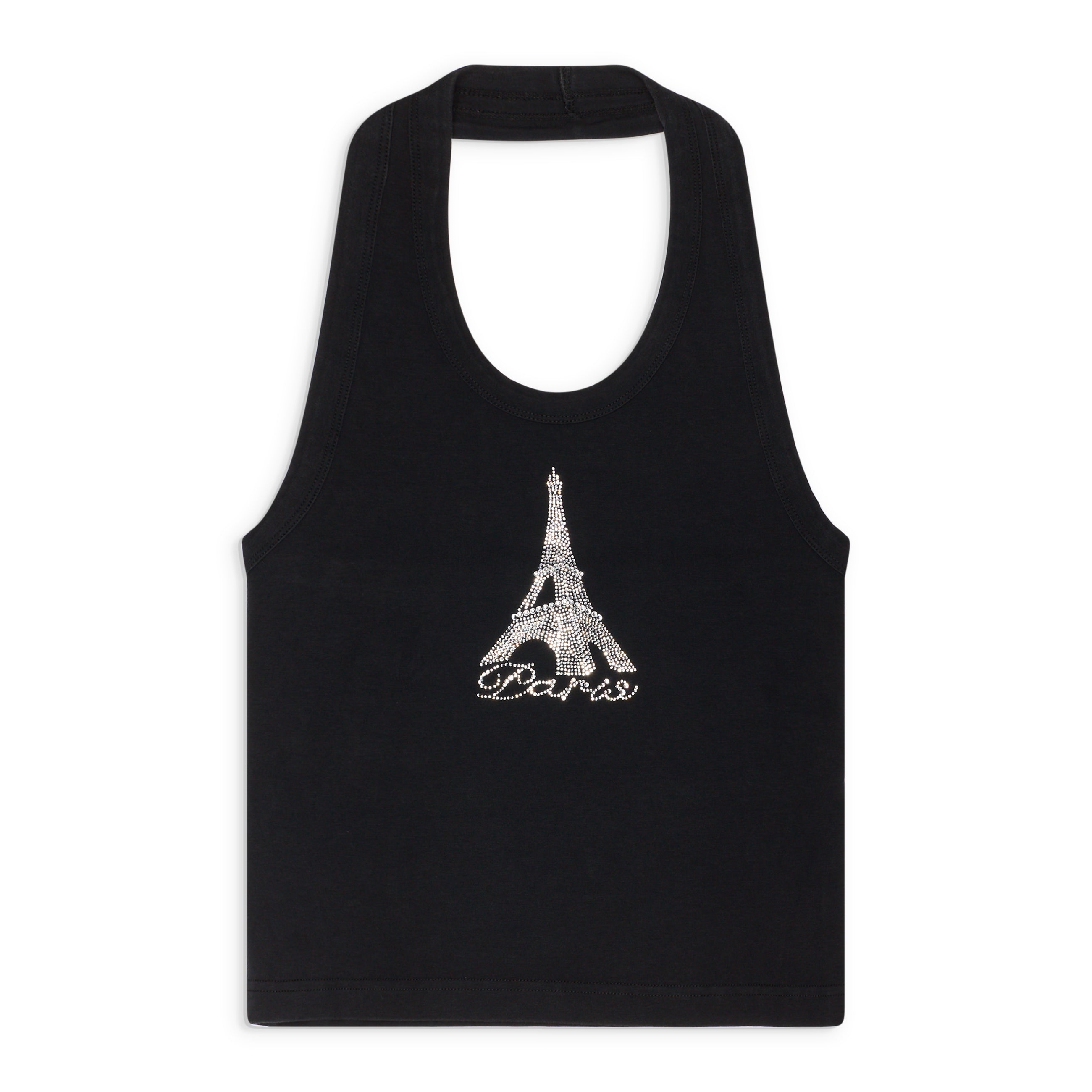 VETEMENTS Crystal Paris Halter Tanktop Black