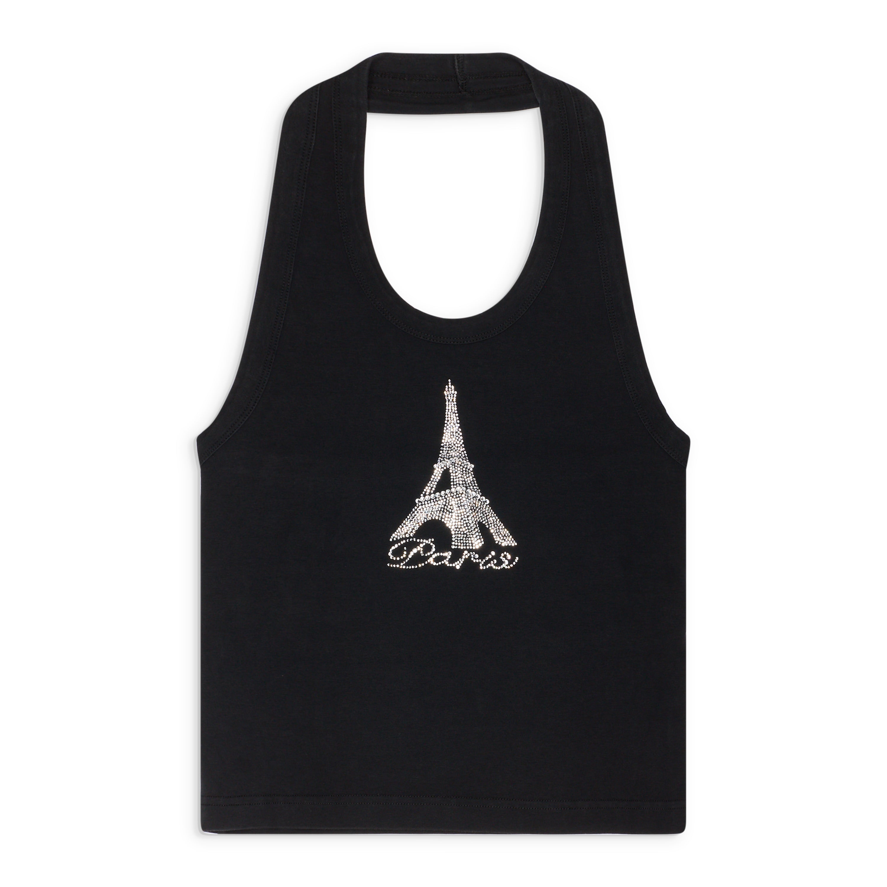 VETEMENTS Crystal Paris Halter Tanktop Black