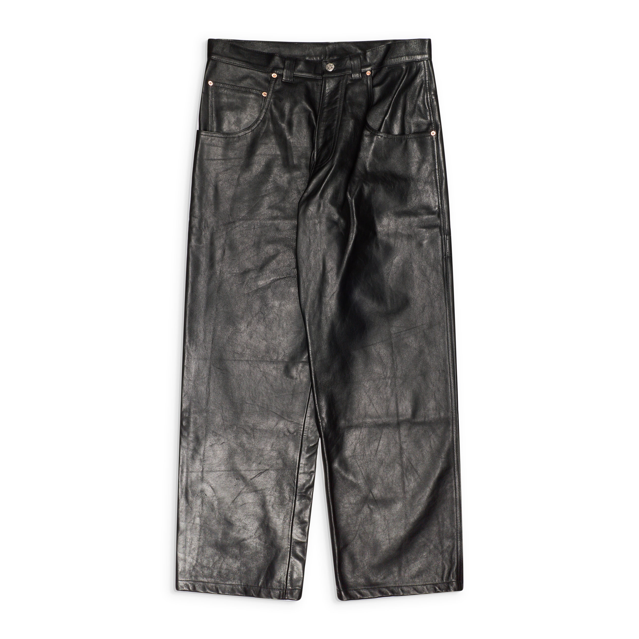 VETEMENTS Leather Hip-Hop Pants Black