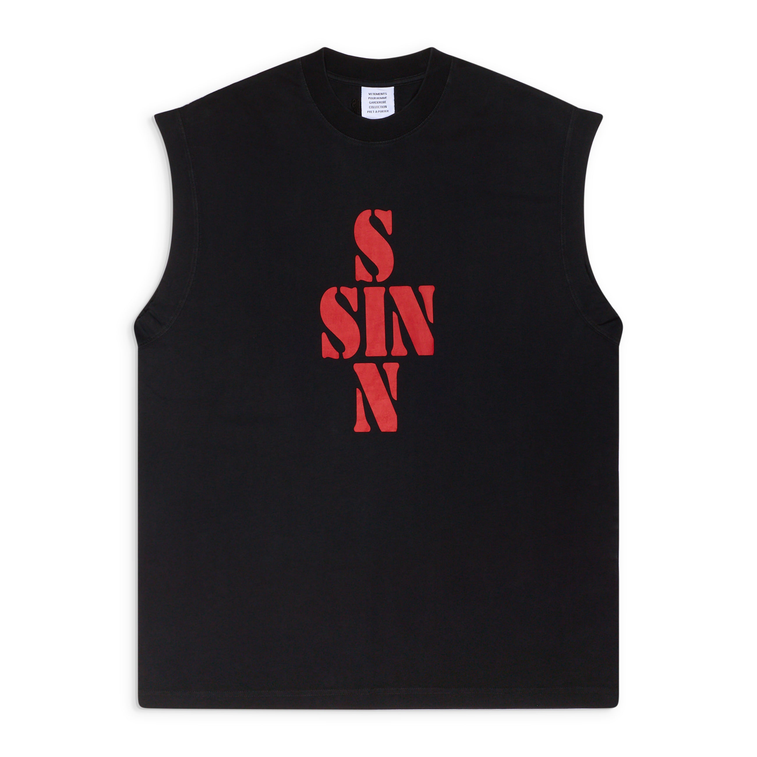VETEMENTS Sin Sleeveless T-Shirt Black