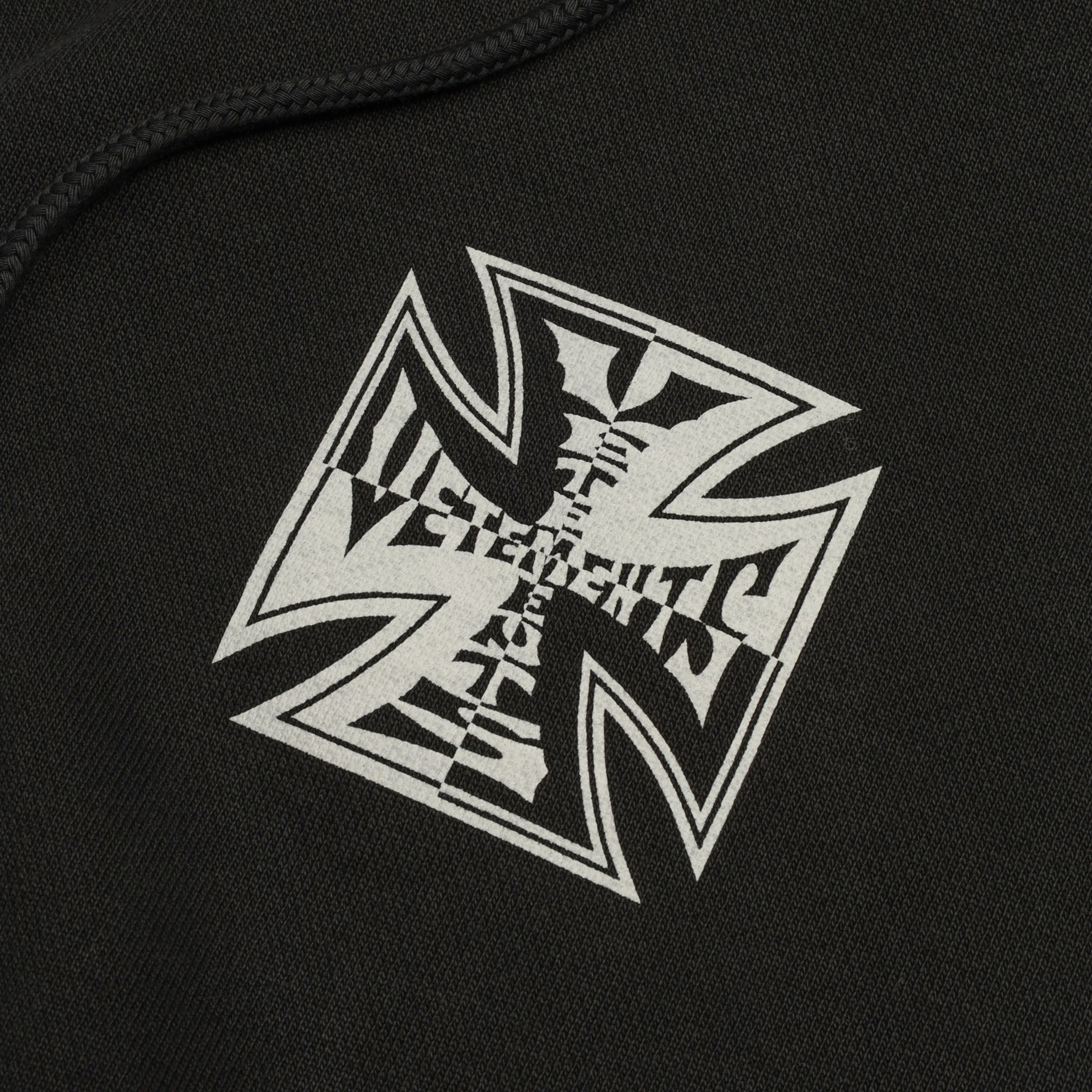 VETEMENTS Triple Biker Cross Logo Hoodie Black