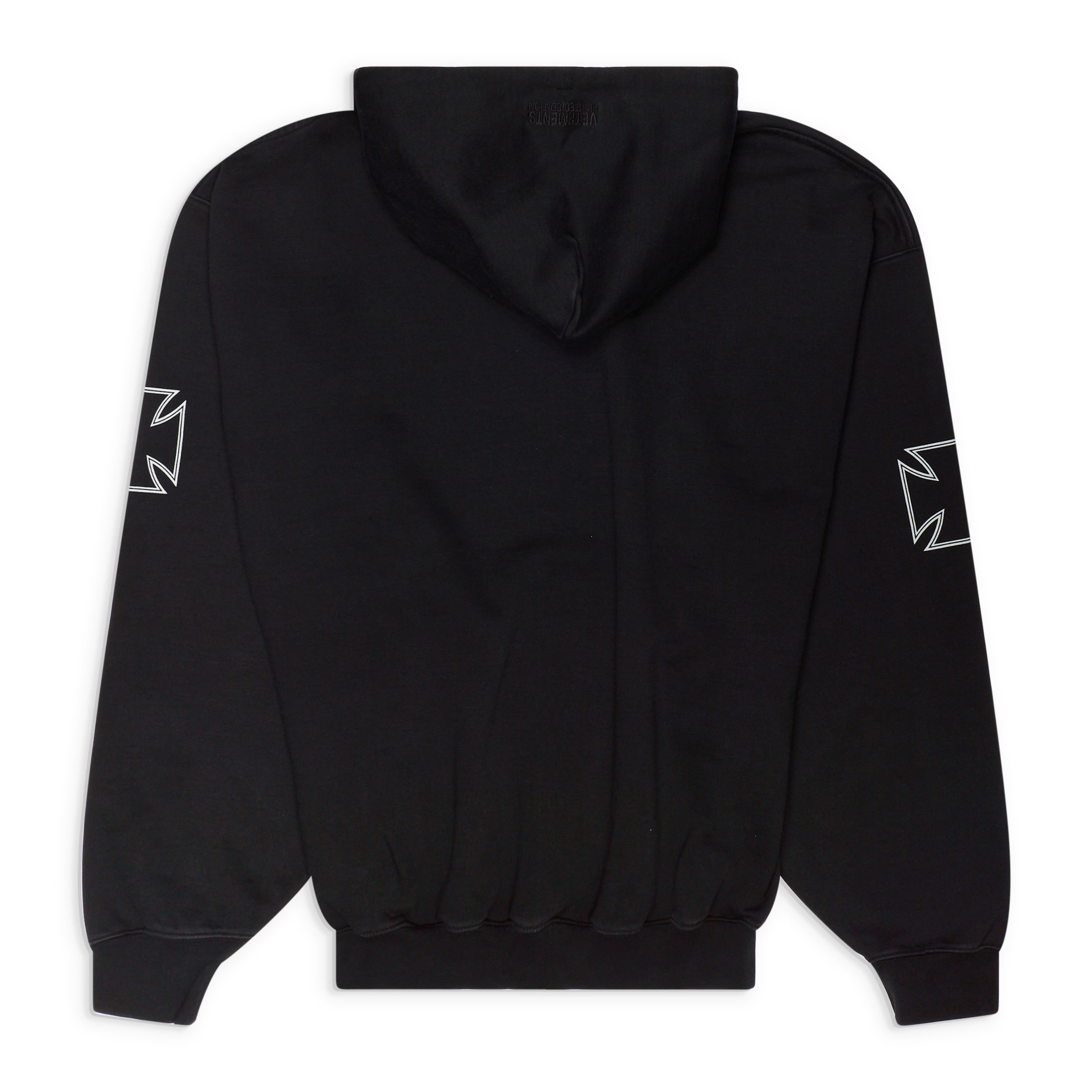 VETEMENTS Triple Biker Cross Logo Hoodie Black