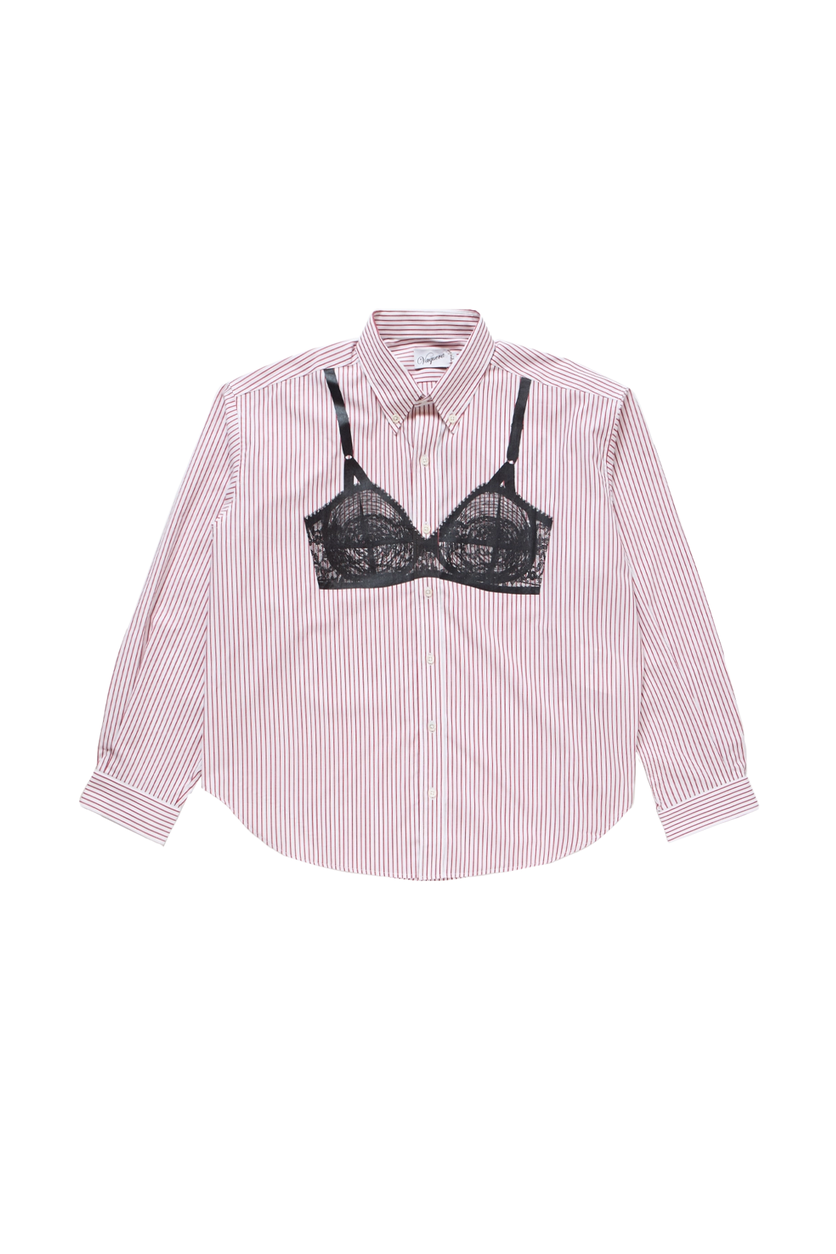 Vaquera Trompe L'Oeil Button Down White Red