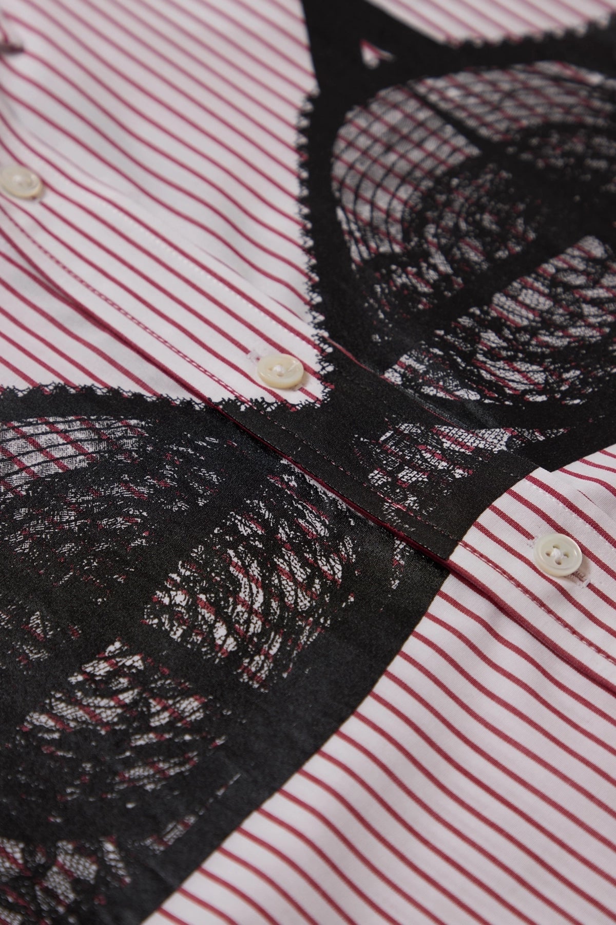 Vaquera Trompe L'Oeil Button Down White Red with Bra Print