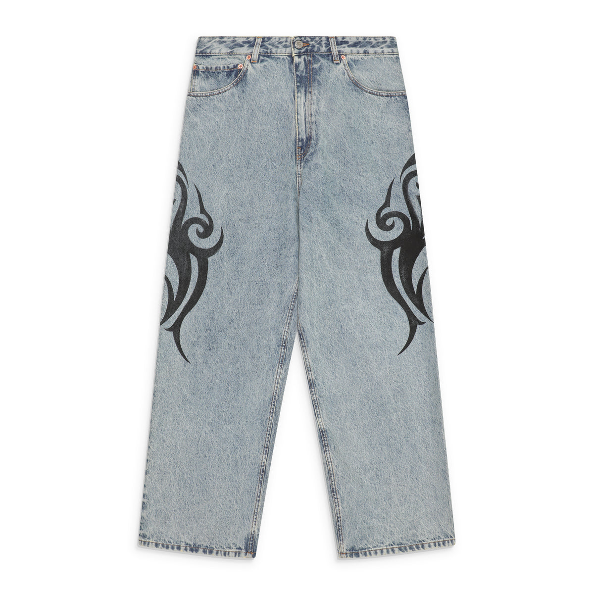 Vetements Graffiti Tribal Baggy Jeans Blue