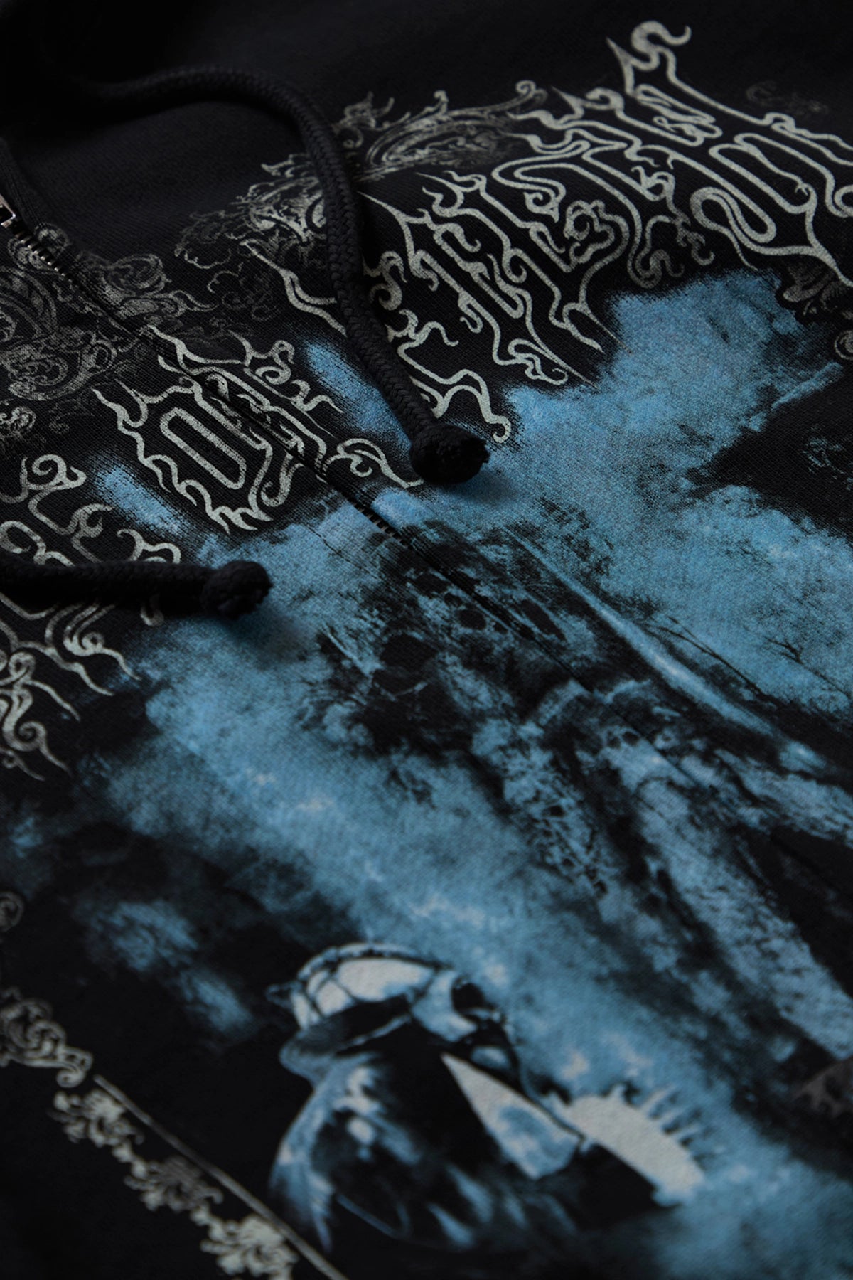 Vetements Cof Butterfly Oversized Zip-Up Hoodie Washed Black Detail