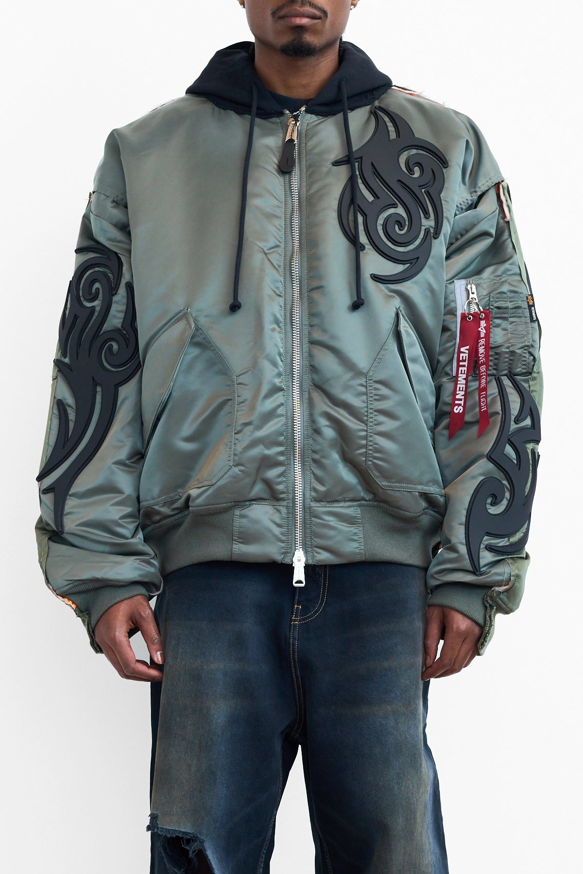 Vetements Tribal Reworked Bomber Jacket Green/Black 2