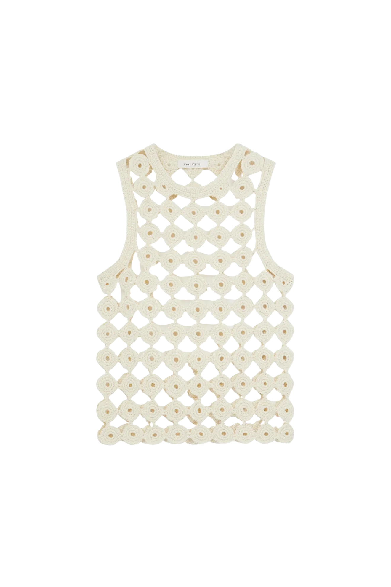 Wales Bonner Stanza Knit Crochet Vest Beige