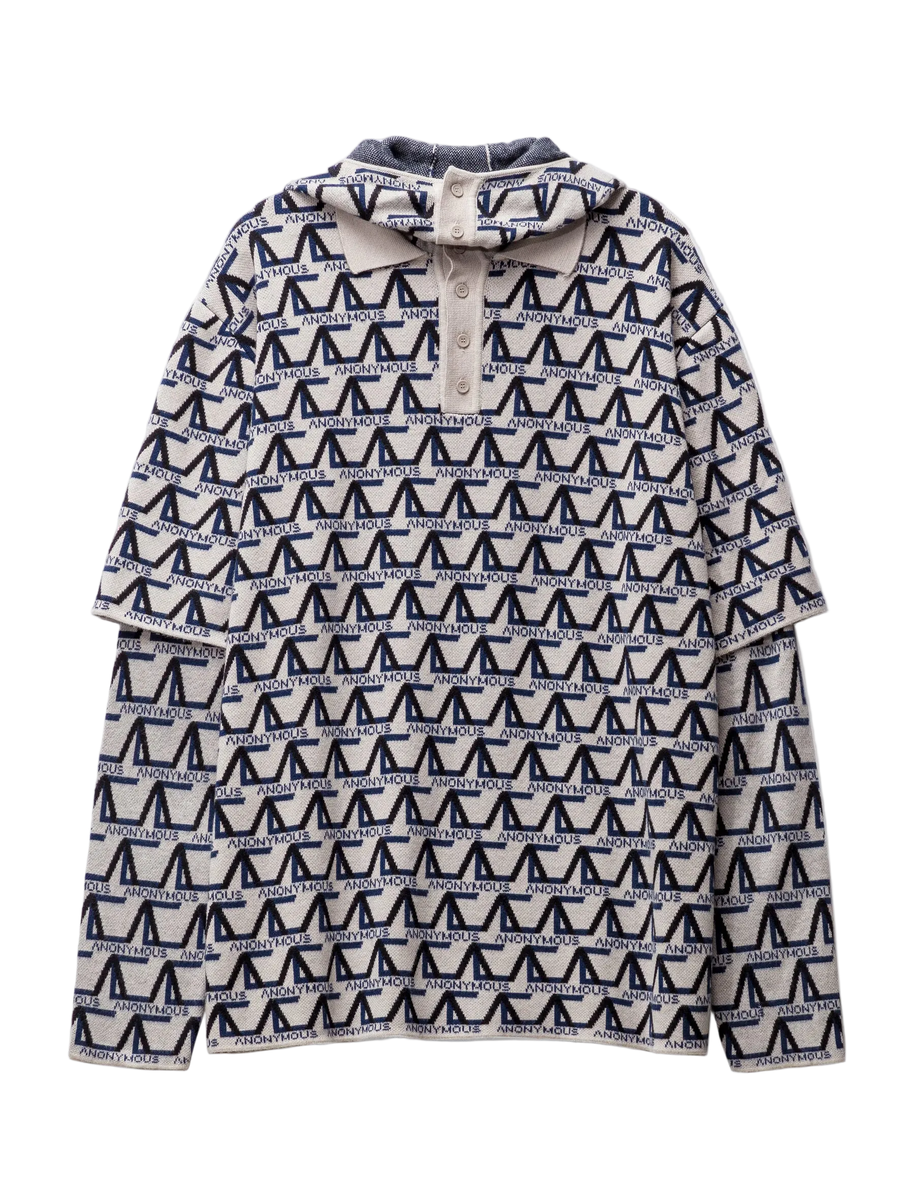 ANONYMOUS CLUB Knit Skully Polo Gray