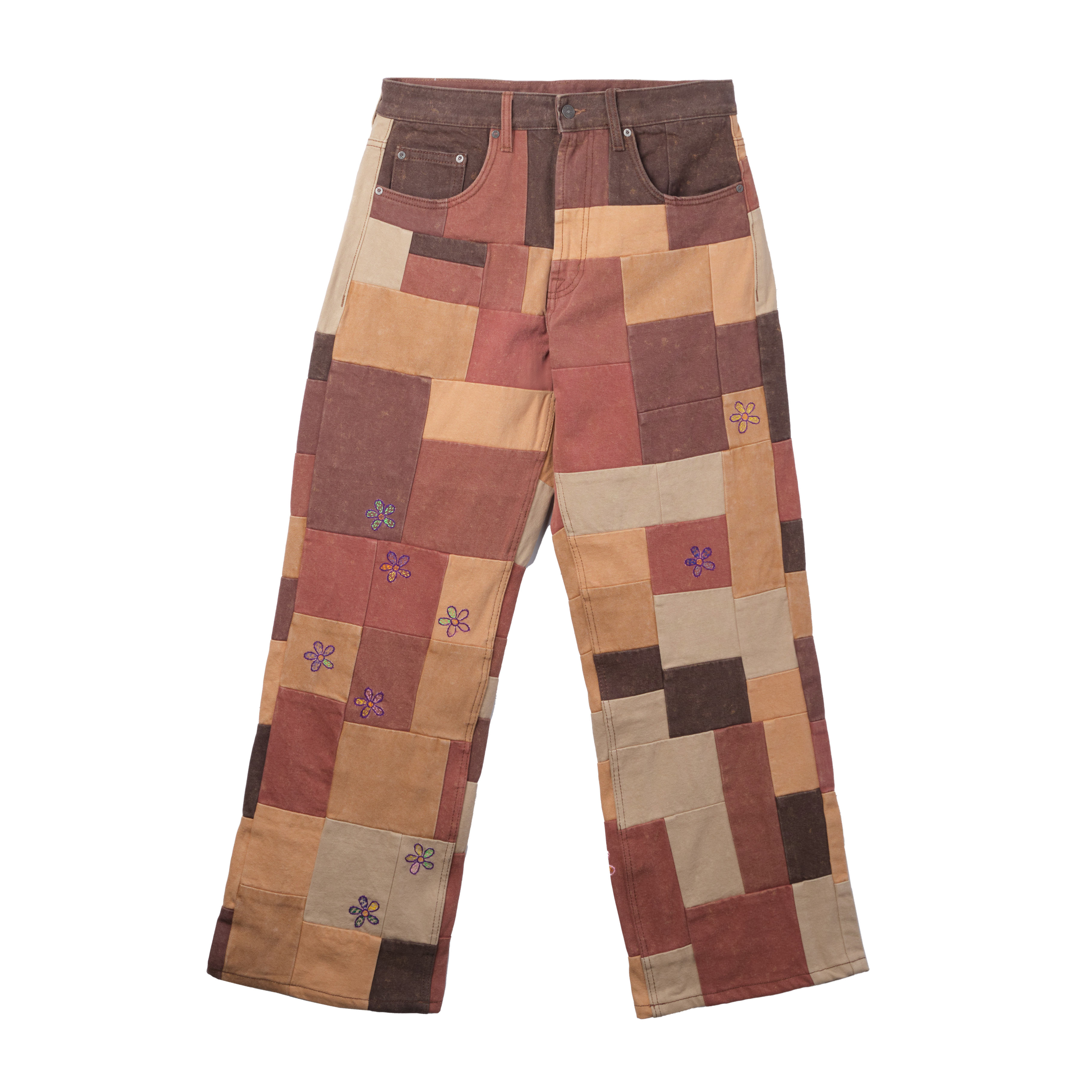 Glass Cypress Military Multicolor Patchwork Denim Brown 8473