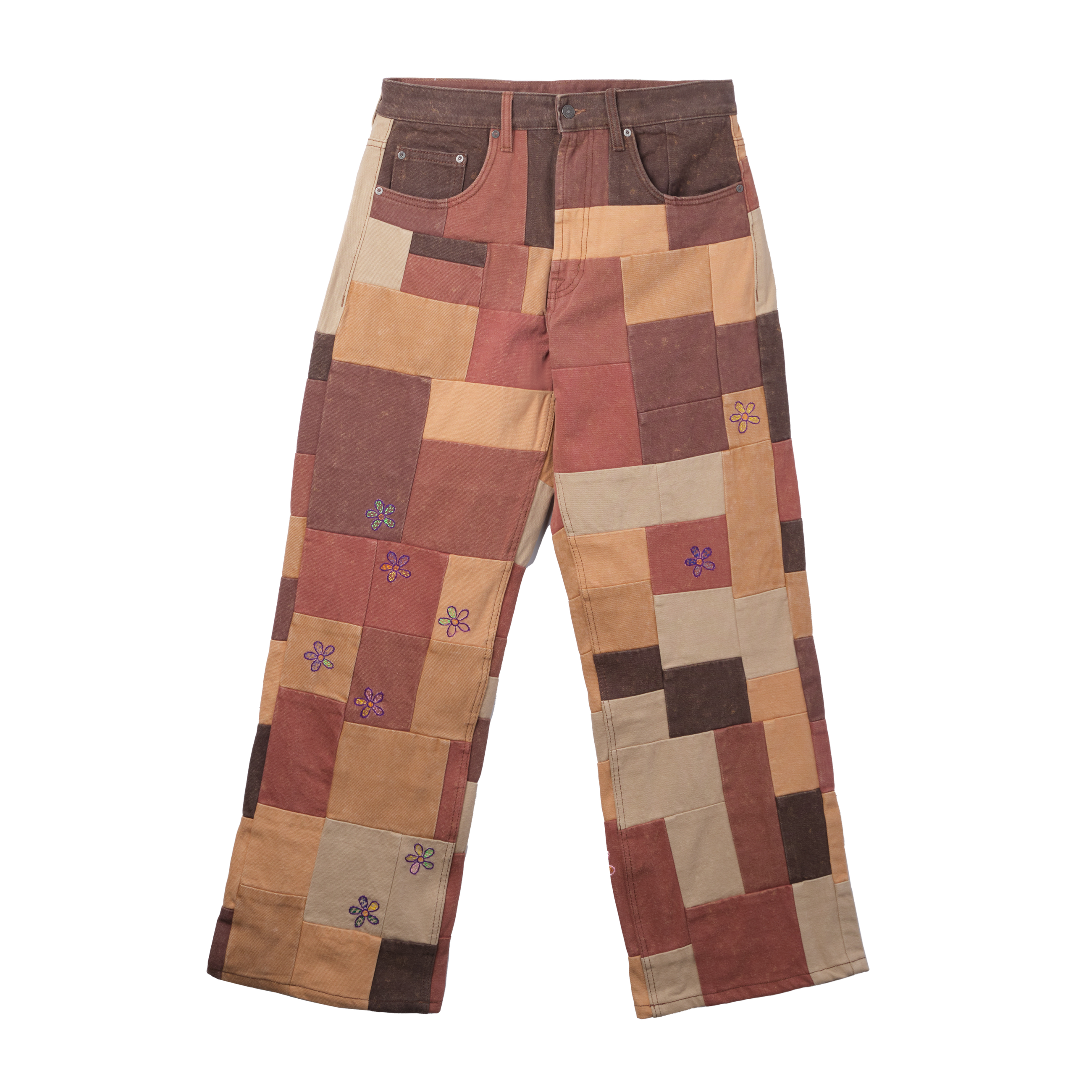 Glass Cypress Military Multicolor Patchwork Denim Brown 8473