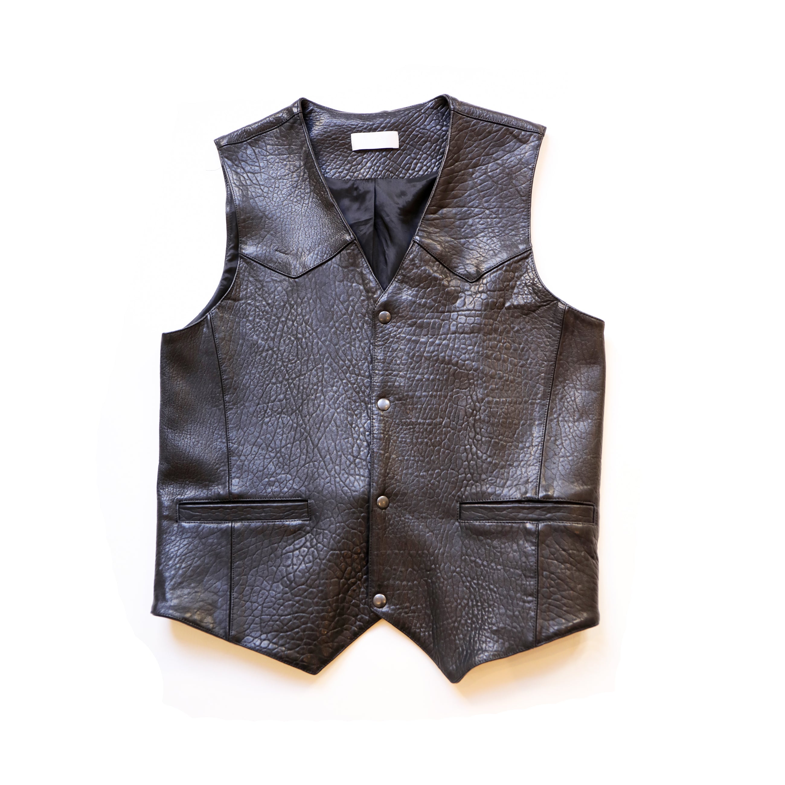 YOSSI CORP. Depeche Leather Vest Black 11211