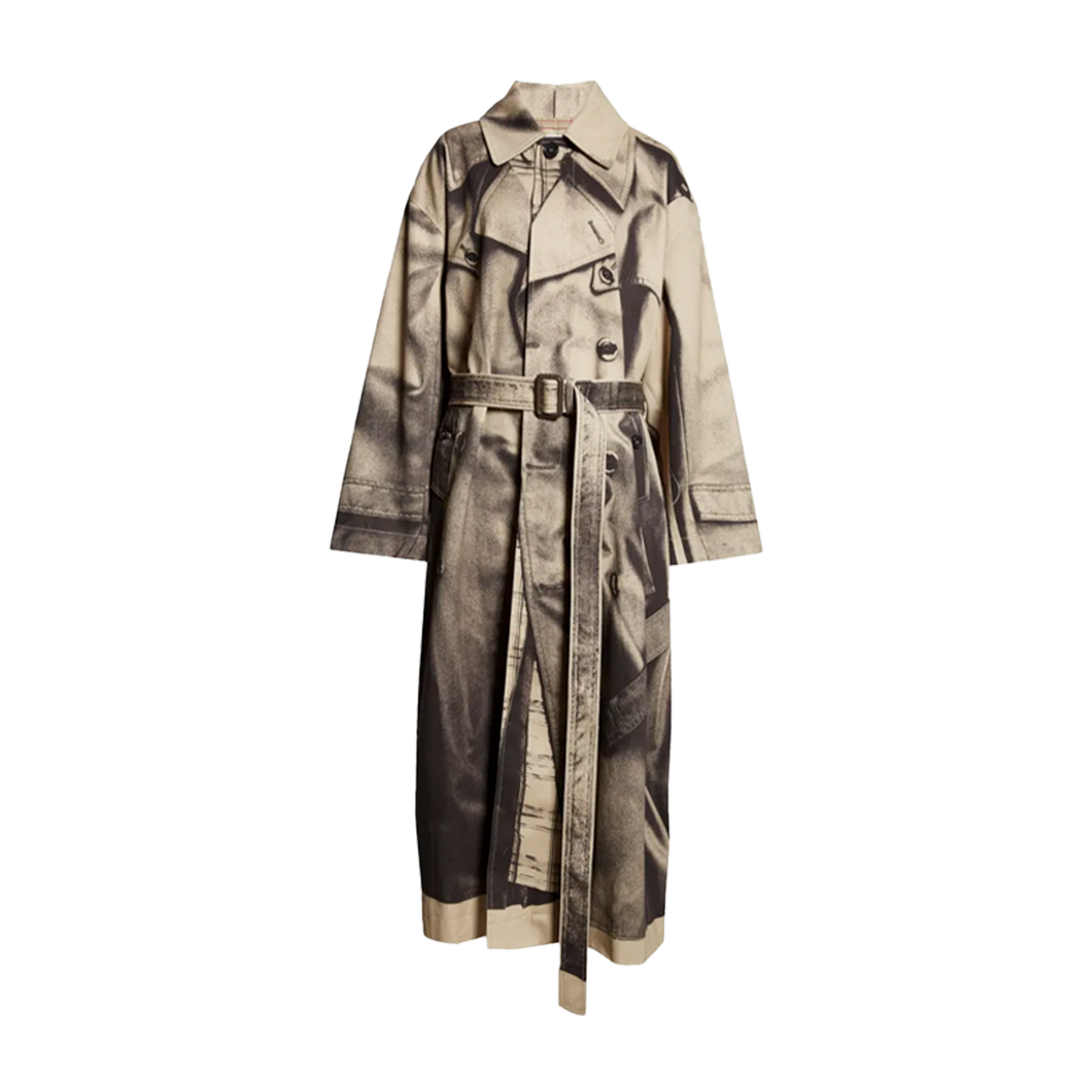 Jean Paul Gaultier Oversized Trench Printed "Trench Trompe L'Œil" Beige 7702