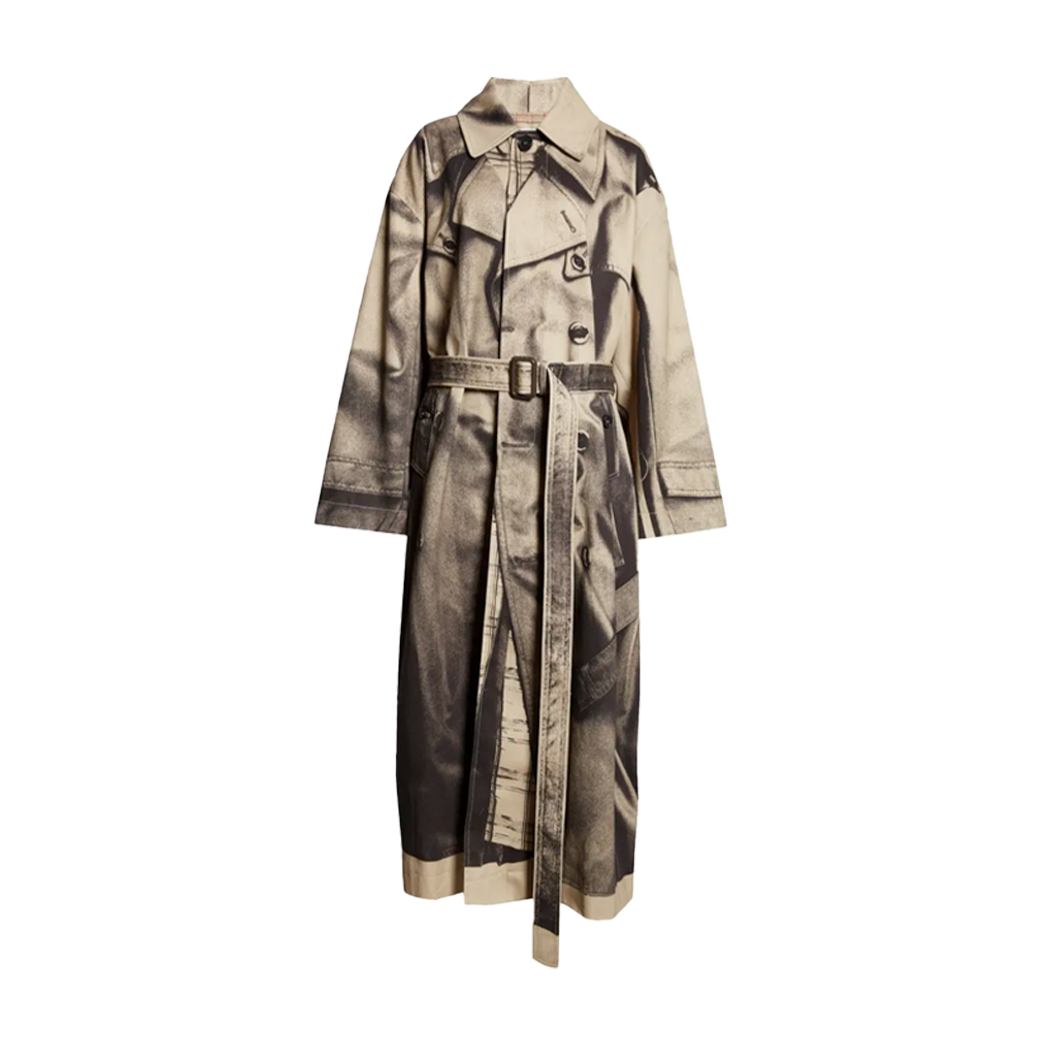 Jean Paul Gaultier Oversized Trench Printed "Trench Trompe L'Œil" Beige 7702