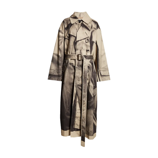 JEAN PAUL GAULTIER OVERSIZED TRENCH PRINTED "TRENCH TROMPE L'ŒIL" BEIGE